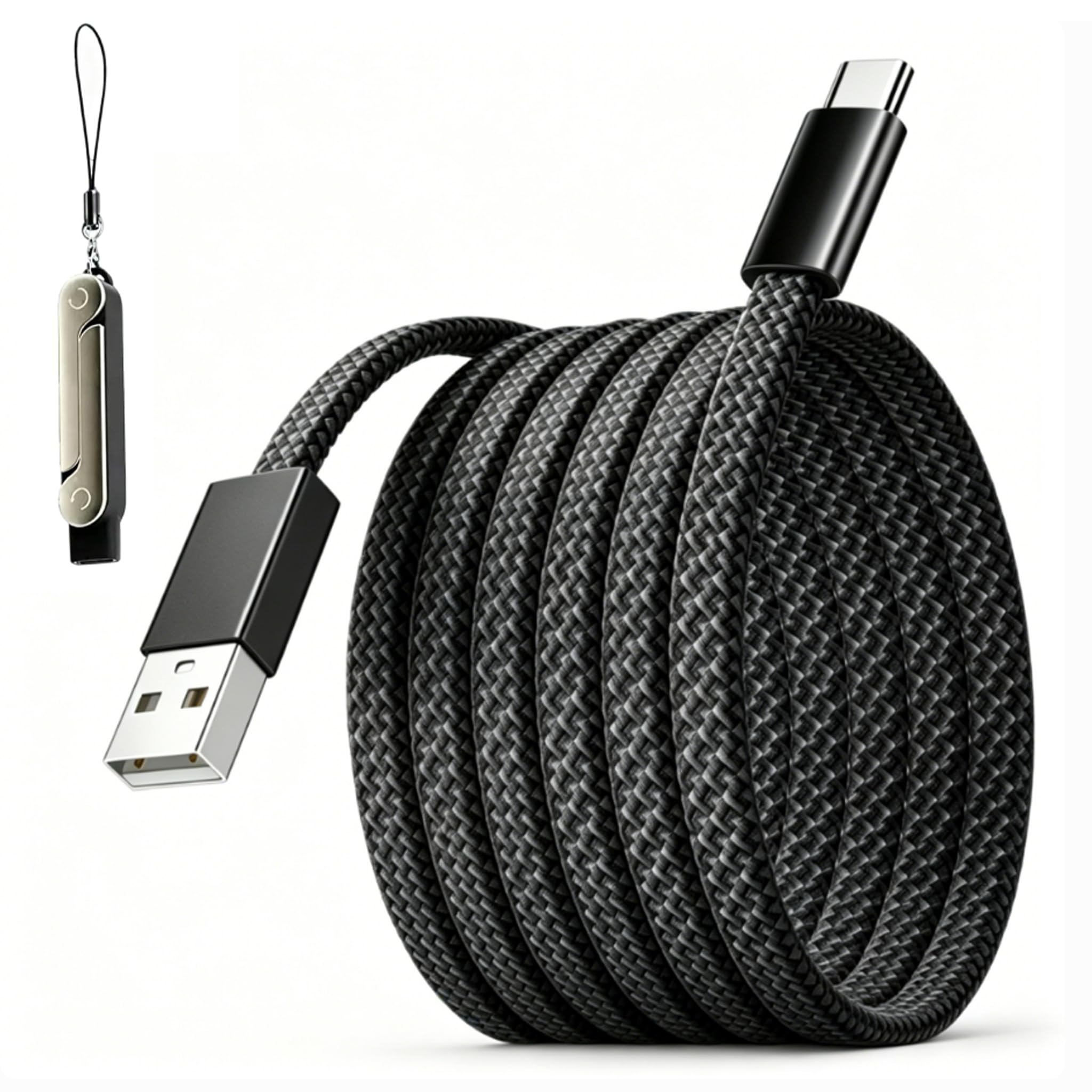 Cavo di ricarica rapida da USB A a tipo C da 60 W con supporto pieghevole per telefono, cavo di ricarica in nylon intrecciato da 1 m, 480 Mbps, sincronizzazione dati USB-C cavo di ricarica per