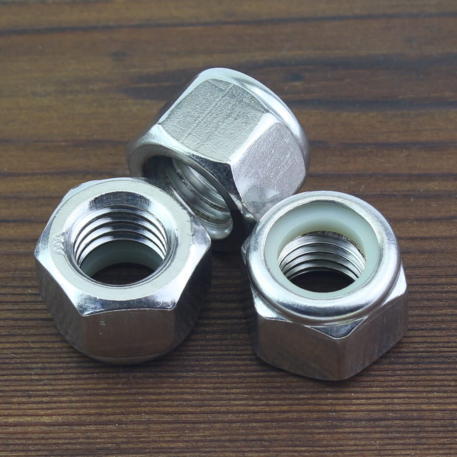 Flange Nut 100-Pack 1/4-20 Grade 5 Nylon Insert Lock Nuts - Zinc Plated Hex Flange 7/16 Wrench Size Lock Nuts - View #2