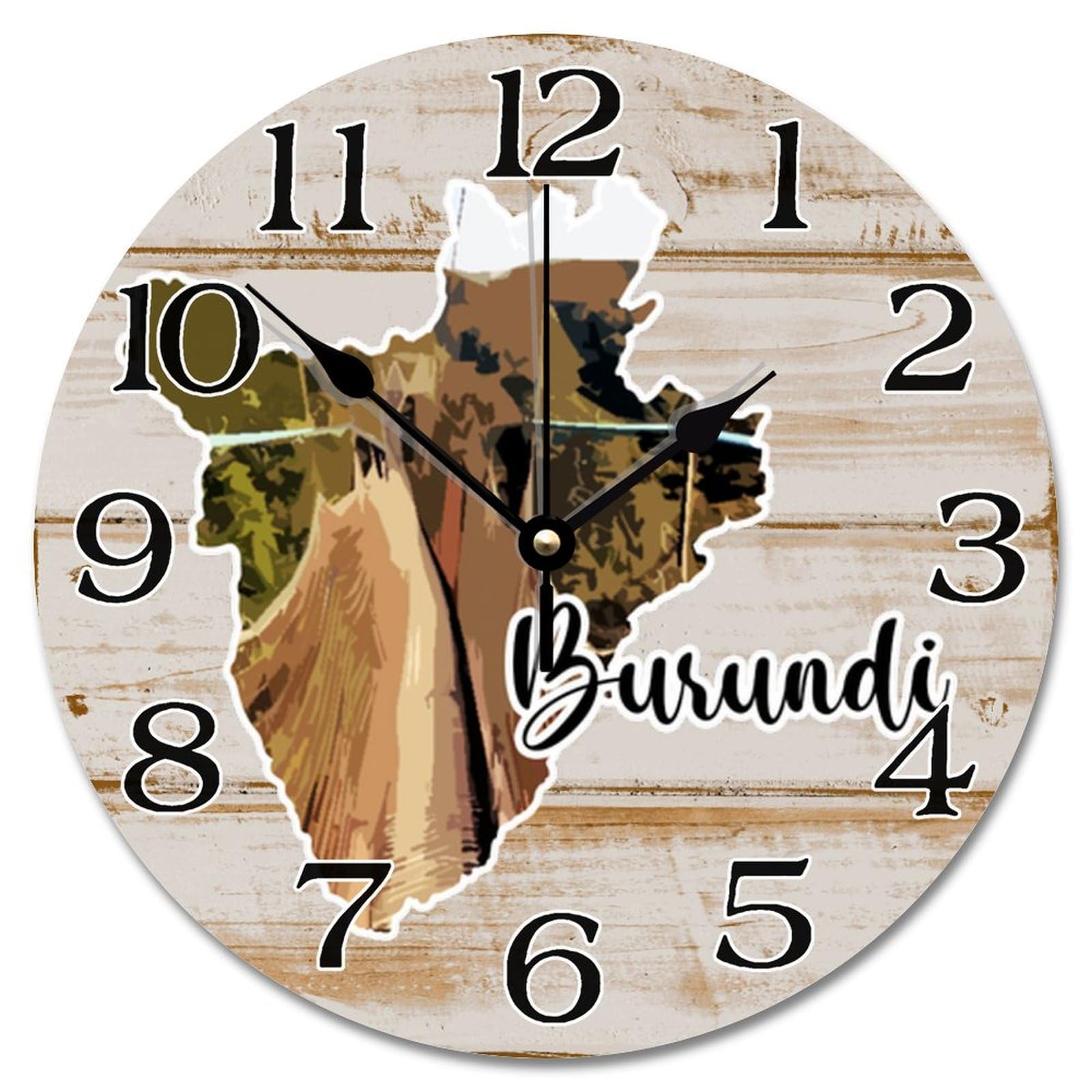 Grande horloge murale en bois de style ferme rustique