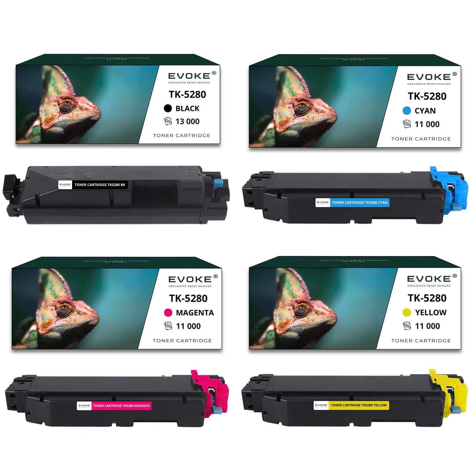 EVOKE TK5280 Toner Kompatybilny z Kyocera M6235cidn M6635cidn P6235cdn (Zestaw CMYK) 46000 Stron