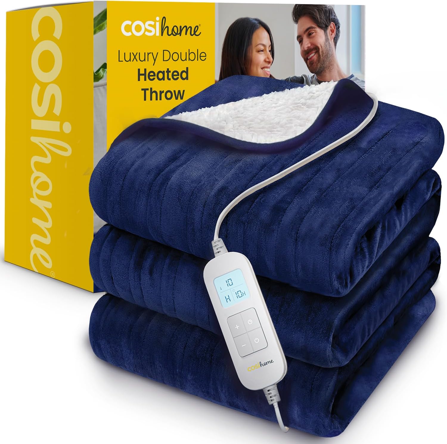 Cosi Home® Luxury Heated Throw in Navy Blue Electric Blanket Extra