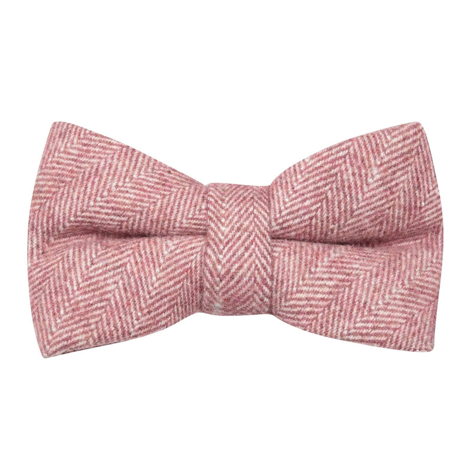 King & Priory Indian Red Herringbone Pre-Tied Bow Tie
