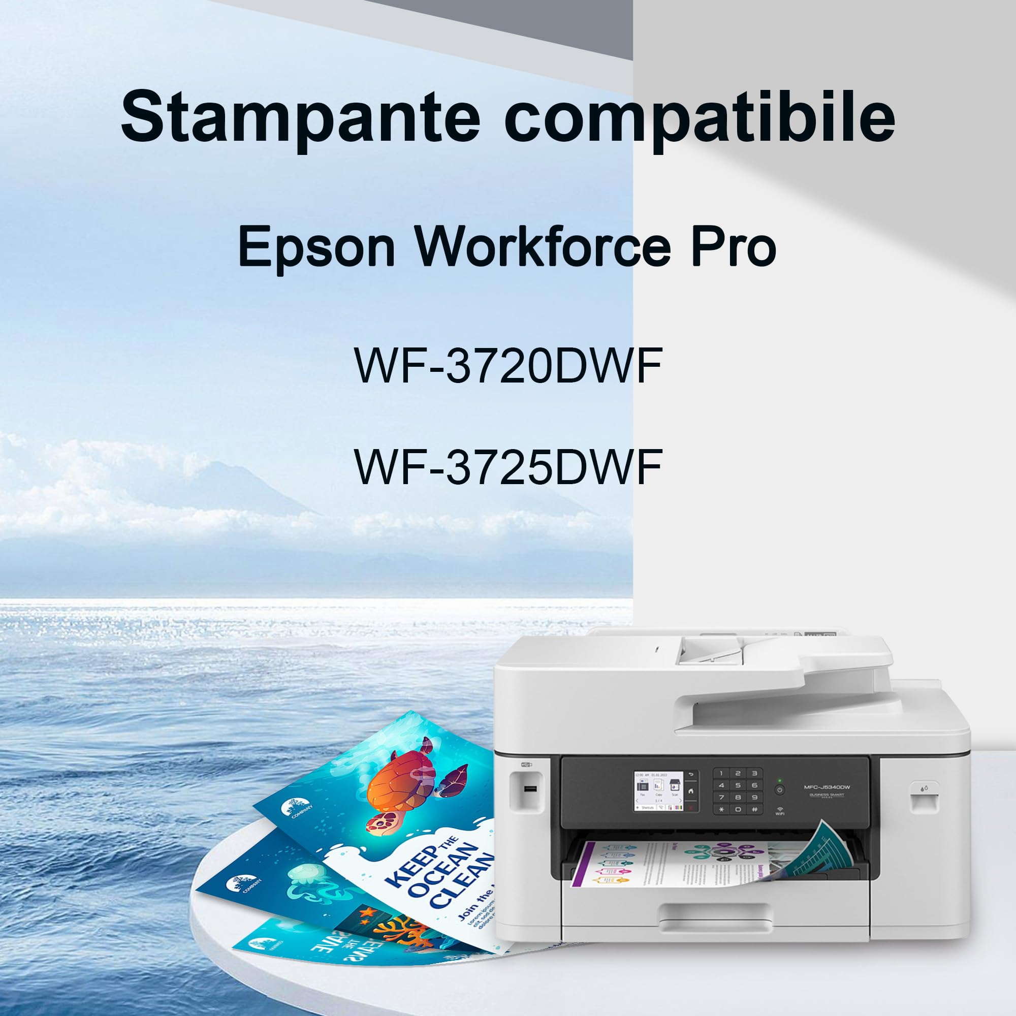 Uiprint 34XL Cartuccia d'inchiostro compatibile 34 XL per WF3725DWF WF3720DWF WF-3725DWF WF-3720DWF WF3725 WF3720 3720DWF 3725DWF(5-Pack)