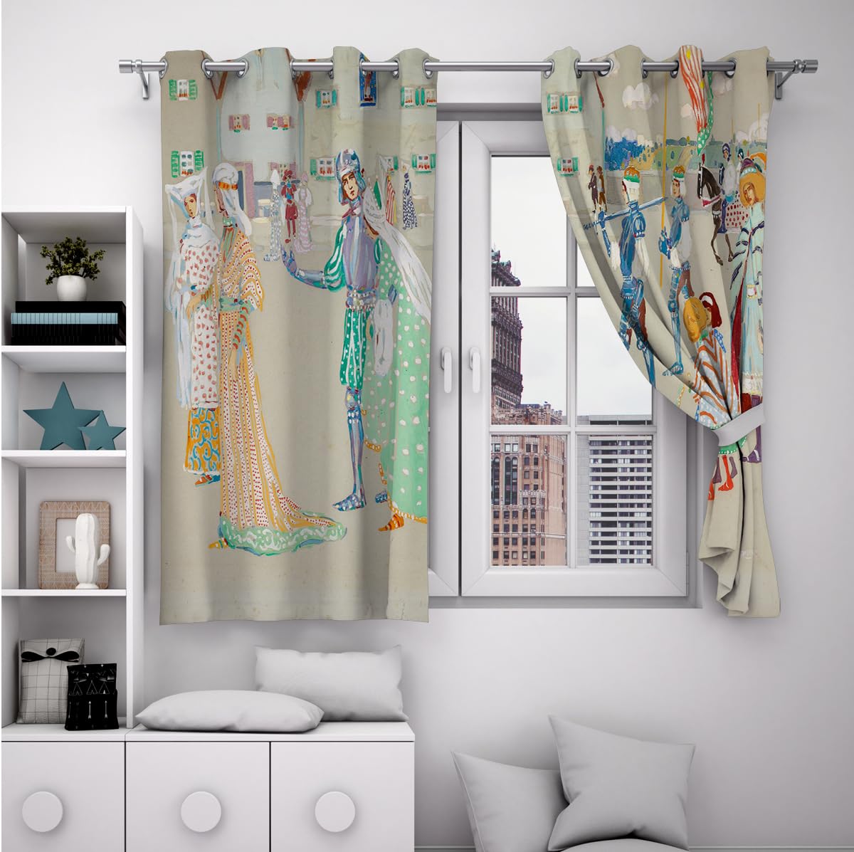 tende oscurante scena di strada in stile cittadino la giovane coppia famosa pittura stampe tende per l'arredamento camera da letto per la finestra del soggiorno camera da letto W140xL200cm 2 pannelli