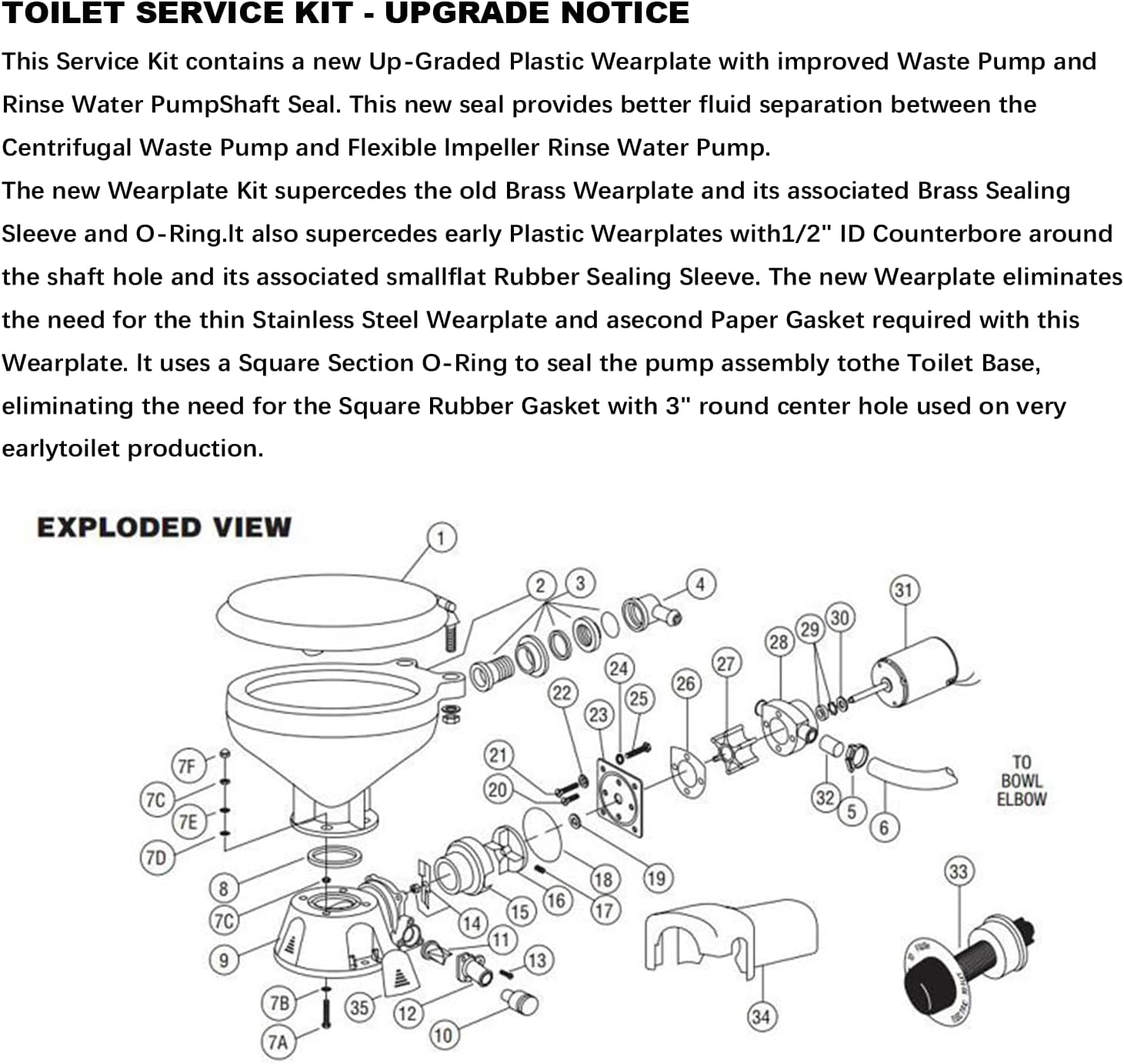 Replacement Jabsco 37040-0000 Marine Toilet Repair Kit for Jabsco 37010 Series and PAR 37 Series Marine Toilets