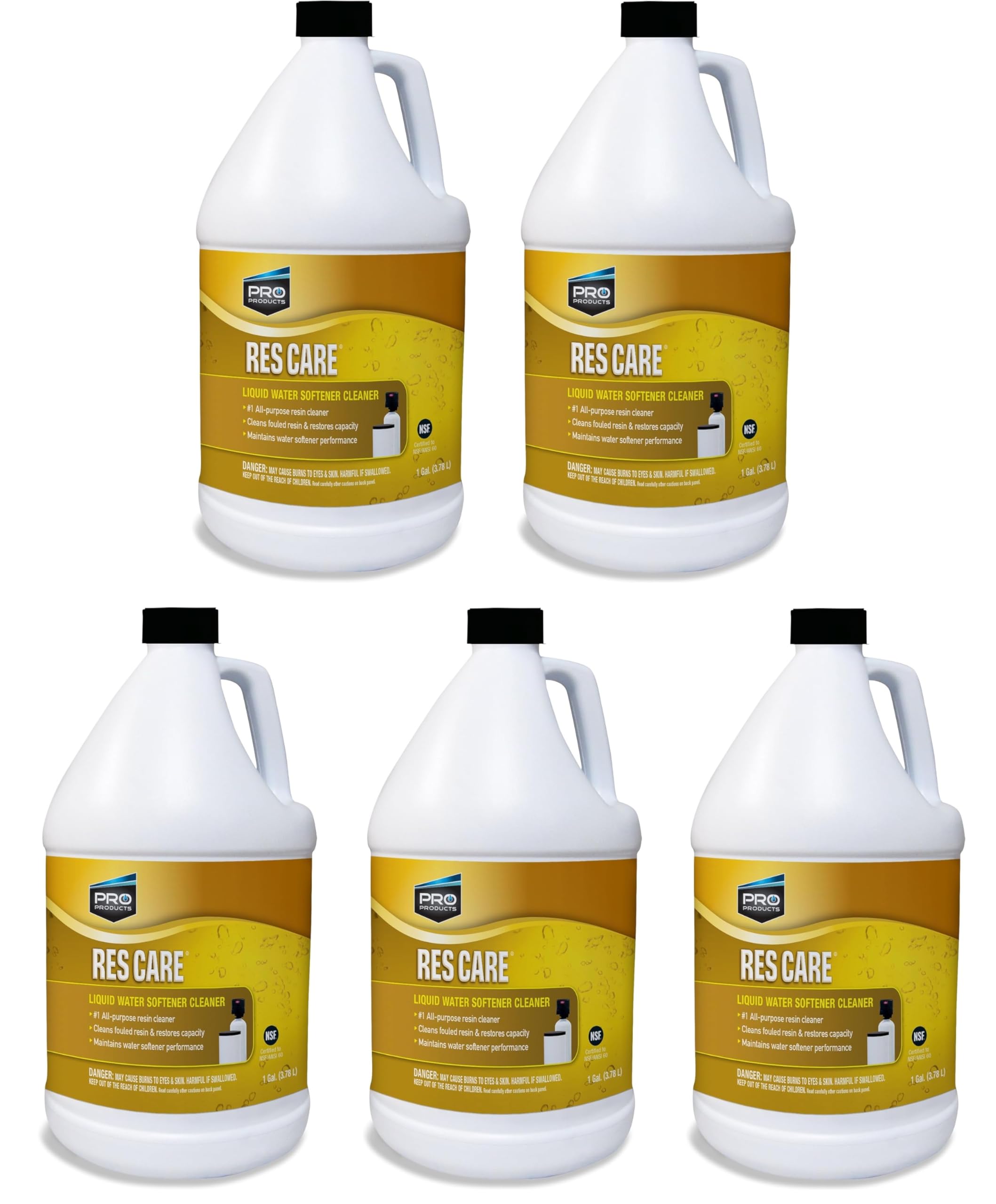 Pro Products ResCare RK02B All-Purpose Water Softener Cleaner Liquid Refill, 1 Gallon, Pack of 5