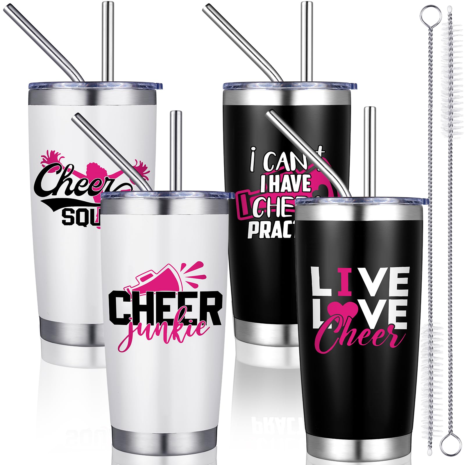 Suclain Cheerleader-Geschenk-Set – Becher Mit Deckel & Schlüsselanhänger | Für Trainer & Fans | Rosa