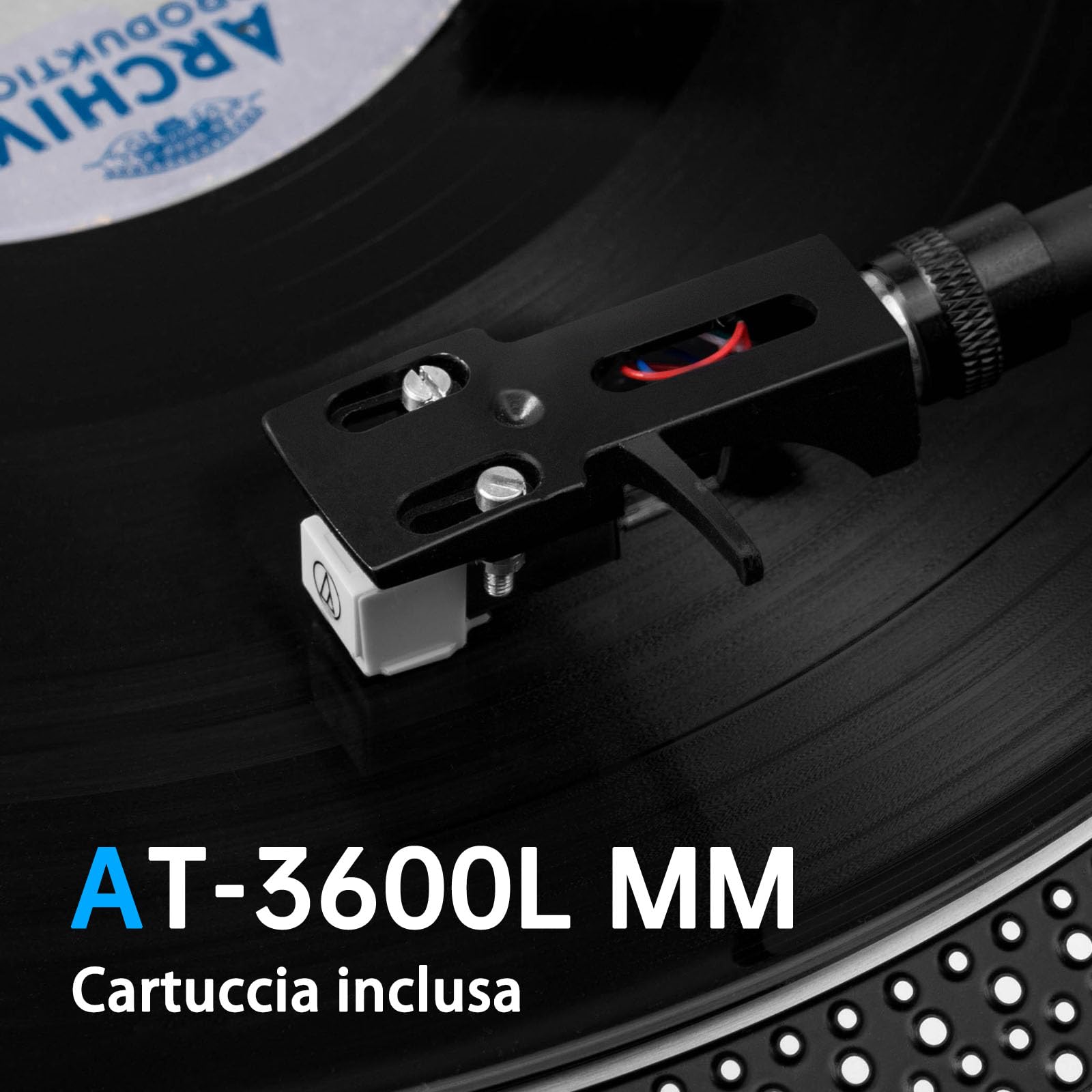 PR-101 Giradischi a Cinghia 2 Velocità 33/45 RPM, Cartuccia Magnetica Mobile AT-3600L, Connessione Wireless, Preamplificatore Phono Integrato