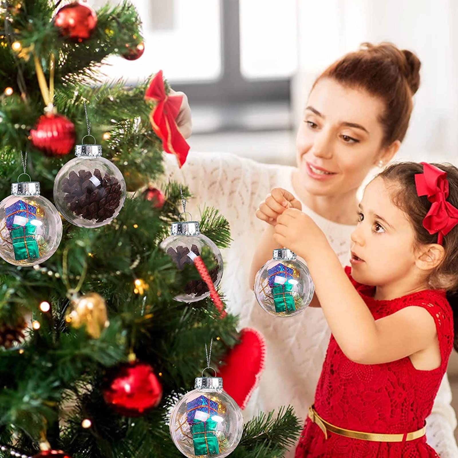 5 Palline Di Natale In Vetro Trasparente - Ø 6cm, Decorazioni Per Albero, Compleanni, Matrimoni, Personalizzabili - Foto 8