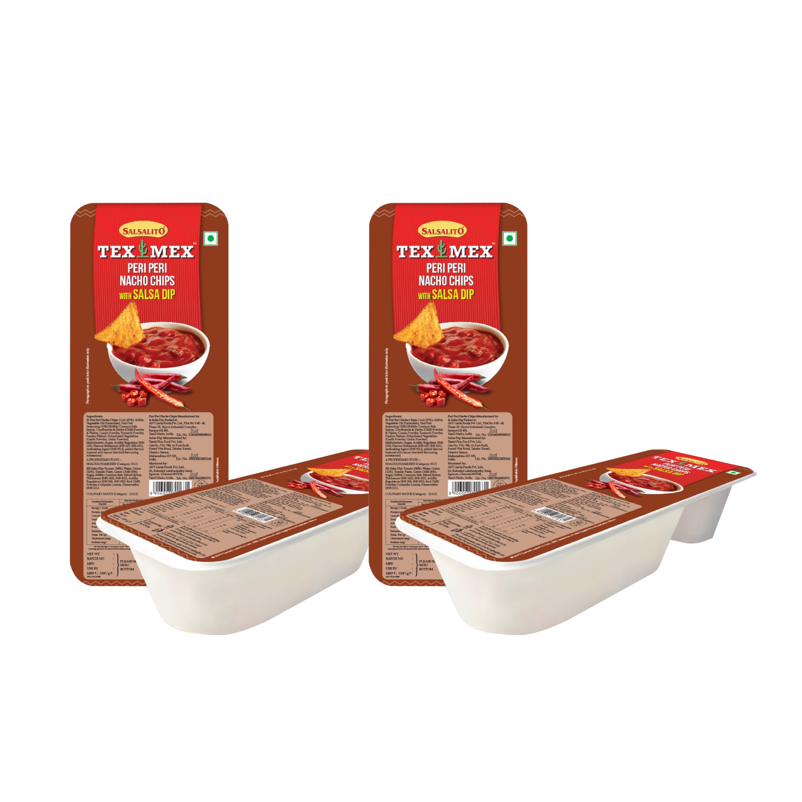 Tex Mex Tray Pack Peri Peri Nacho Chips With Salas Dip 65g