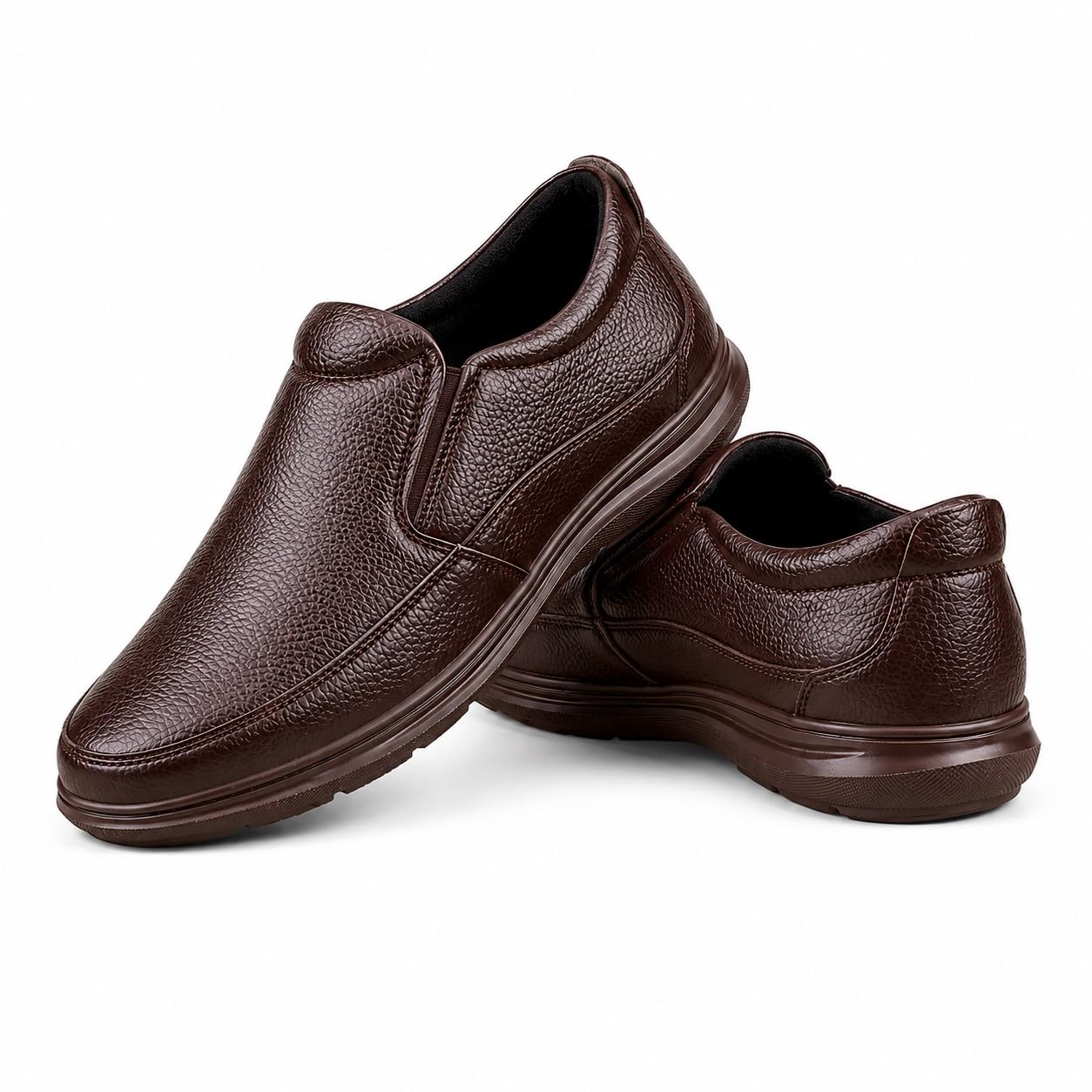 bxxy Men's Black Slip-On Formal Shoes | Textured Faux Leather Comfort Loafers for Office, Business, Walking-picture-25