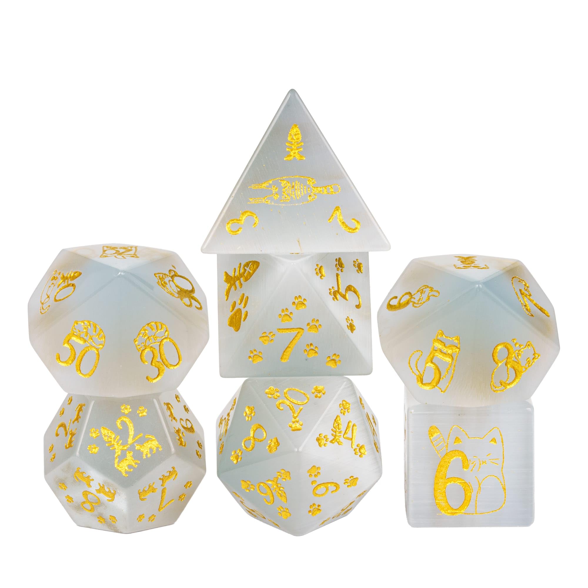 Dados DND de piedras preciosas con estuche UDIXI 8