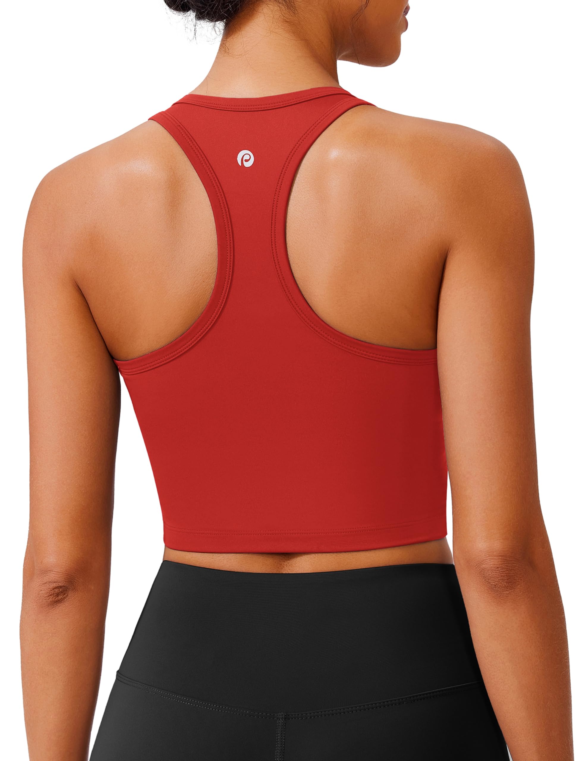 PINSPARK Sports Bra Longline Racerback Tank Tops for Women Padded Workout Yoga Top