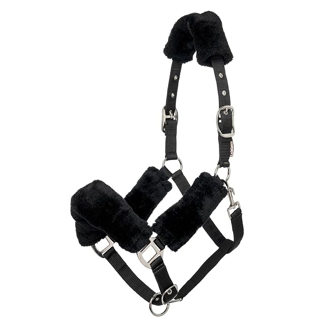 LeMieux Cuello cómodo para la cabeza para caballos, color negro, forro polar suave, ajustable y duradero
