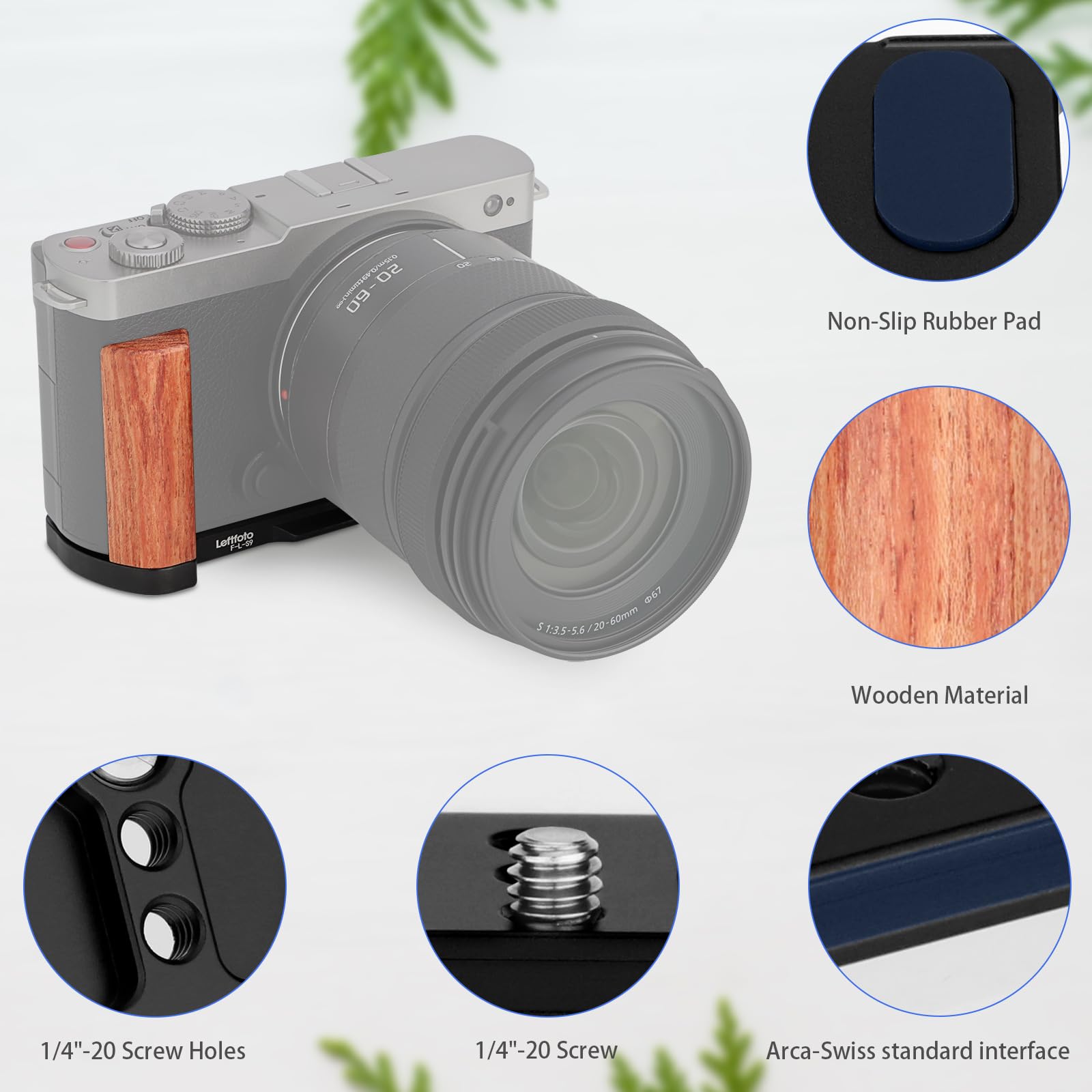 Amazon | Leftfoto S9レトロハンドグリップL字型ブラケット 木製