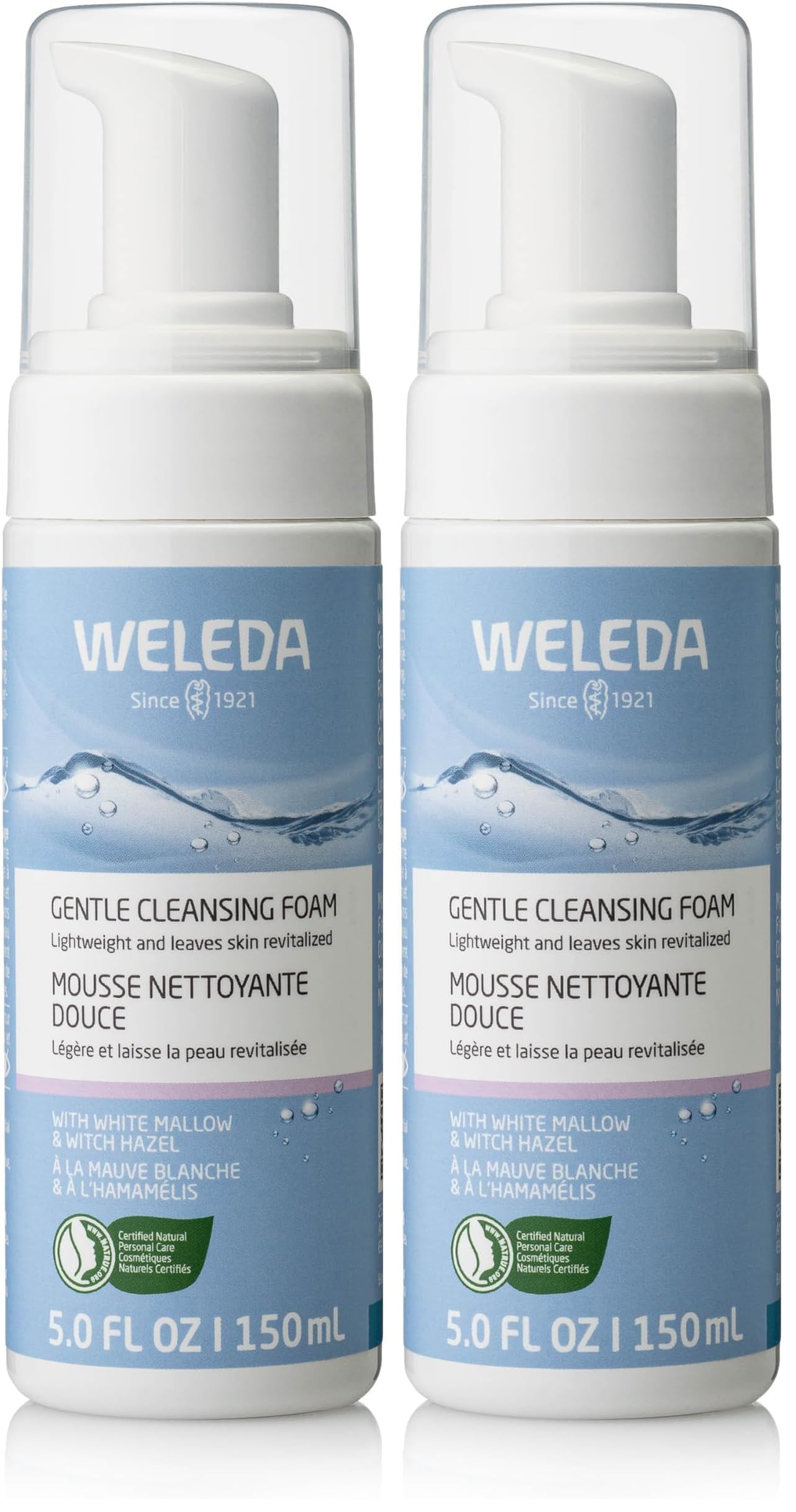 WELEDA Bio Zarter Reinigungsschaum, Naturkosmetik Gesichtsreinigung zur porentiefen Reinigung für normale und Mischhaut, Pflegeschaum gegen unreine Haut im Gesicht (1 x 150 ml) (Packung mit 2)