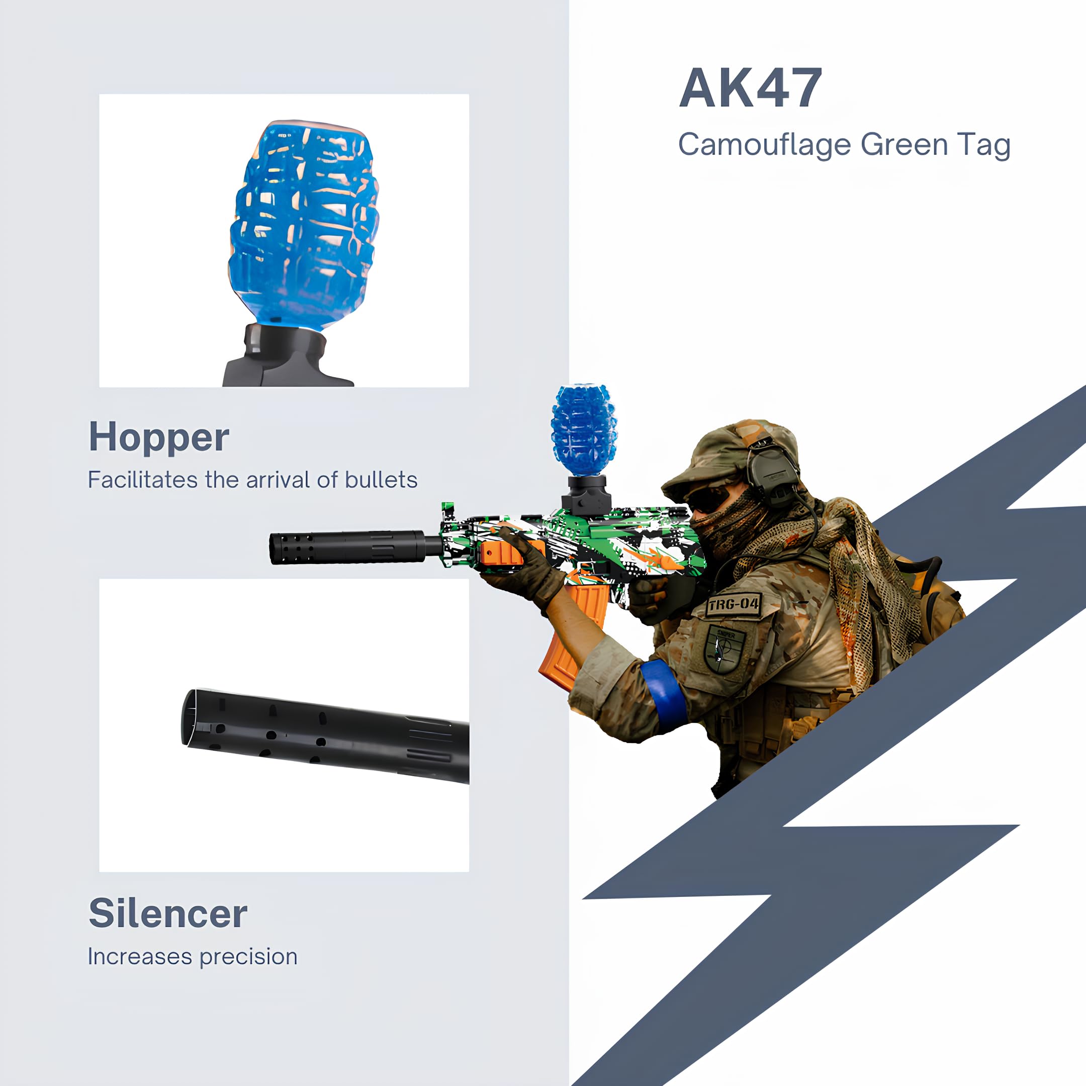 Gel Blaster Gun AK47 – Pistolet à Bille Eau Electrique Automatique – 20000 Balles et Lunettes – Watersoft Puissant Fusil Arme Mitraillette - Adulte Gelfire Water Gun