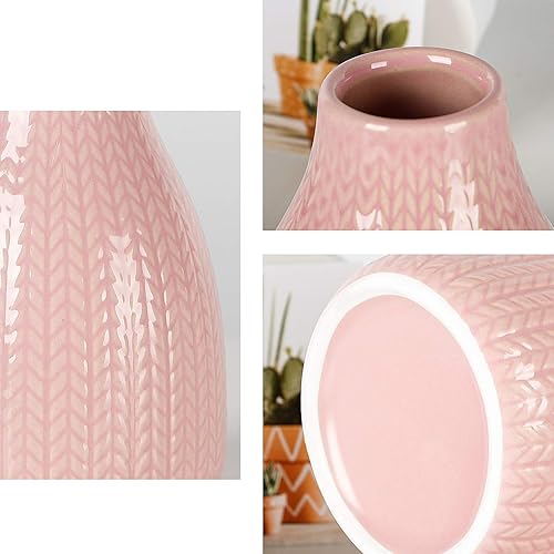 Miniatura 3 de Juego de 3 jarrones decorativos de cerámica, florero para decoración del hogar, sala de estar, oficina, fiestas, boda, 3.7 pulgadas de ancho y 5.5