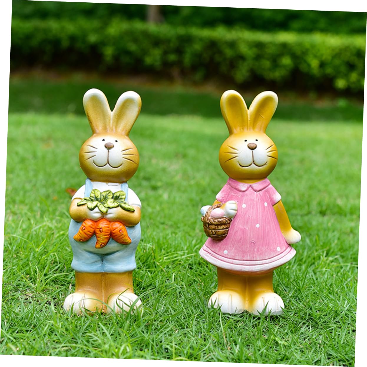 VOSAREA 2pièces Statue De Lapin De Jardin Figurine De Lapin pour Décoration Intérieure Et Extérieure Ornements Créatifs