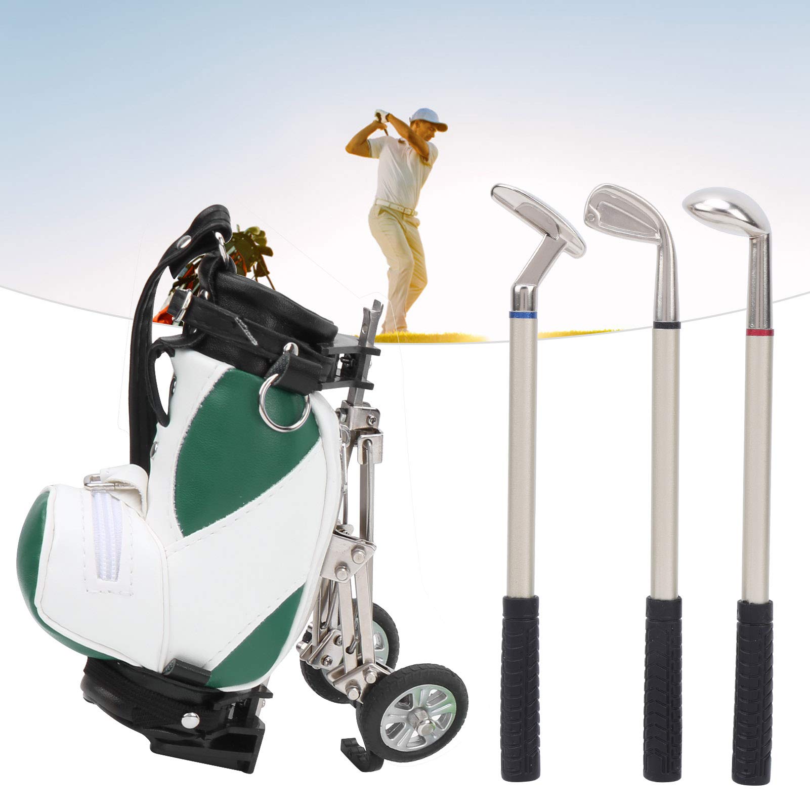 Keenso Juego de bolígrafos de golf 3 piezas con bolsa de aleación de zinc