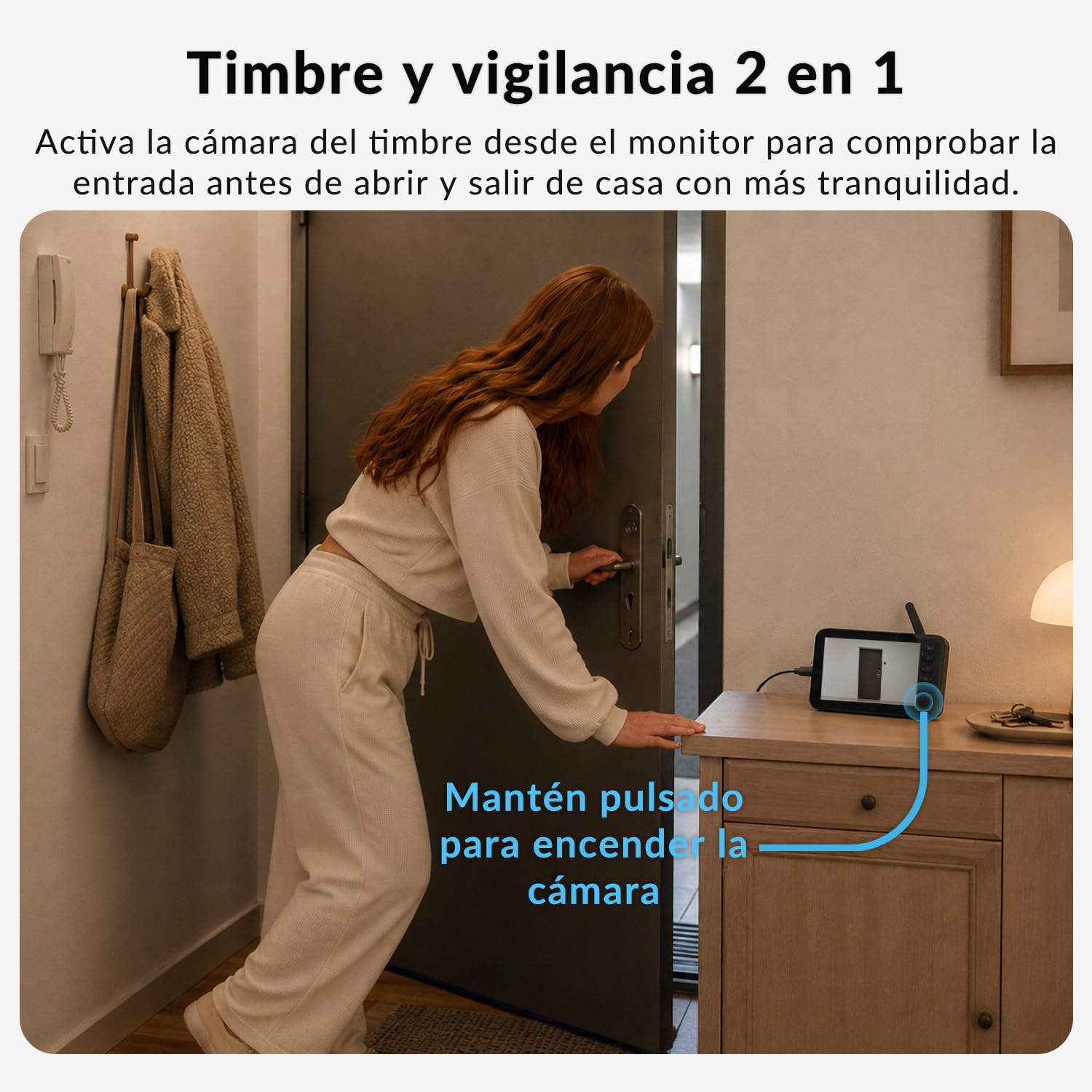 Zeerkeer Timbre Inalámbrico con Cámara y Pantalla 4.5" Sin WiFi | Detección PIR, Monitorización Manual, 170° Gran Angular, Batería de 4000mAh, Impermeable IP65, Audio Bidireccional