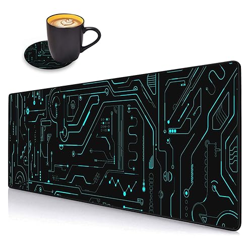 Desk Pad Mat Gaming Mouse Pads with Coasters Set, Stitched