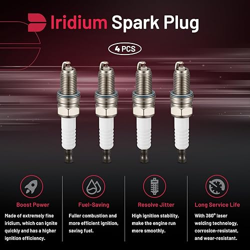 Miniatura 102 de BDFHYK Juego de 4 bujías de iridio compatibles con CL EL Integra 200 Sebring Avenger Caliber Journey Accord Civic Odyssey Compass Soul Spectra B2600
