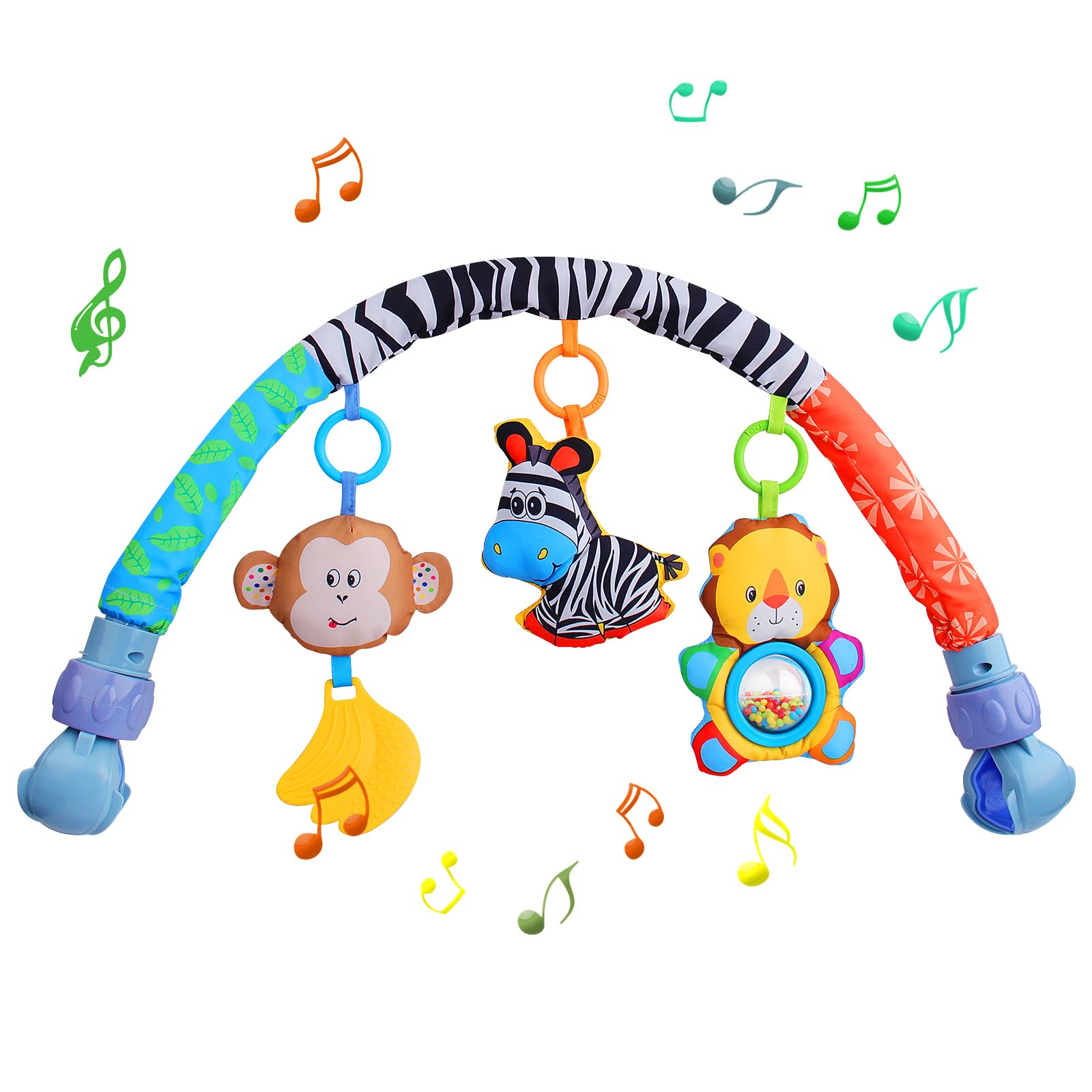 Baby Arch Pram Toys for Babies 0-6 Months with Rattle/Squeak Musical Sensory Hanging Crib Arch Mobile Toys for Newborn Infant Boys & Girls