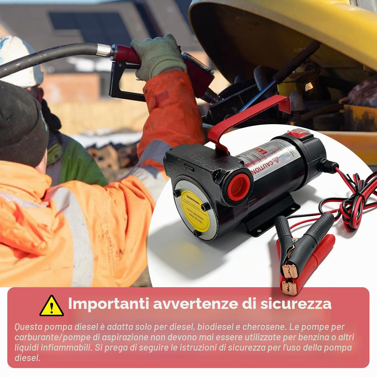 PORFOYO Pompa diesel, 12 V, 200 W, pompa di aspirazione dell'olio, pompa di travaso elettrica, 45 l/min, pompa di aspirazione, pompa dell'olio combustibile, pompa di ricambio dell'olio, per cherosene
