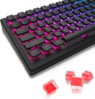 XVX Pudding Keycaps - Custom Keycaps, Keycaps 60 Percent 165 Key Set Suitable for 61/64/68/84/87/96/104/108 Mechanical Gaming Keyboard, OEM Profile Custom Keycap (Black keycap)