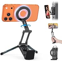 OMOTON TP02 360&deg;旋转适用于 MagSafe 三脚架,适用于 iPhone 的可调节铝磁性手机三脚架 17/16/15/14 Pro Max Air,可折叠手机支架适合 Vlog、健身房、旅行必需品配件