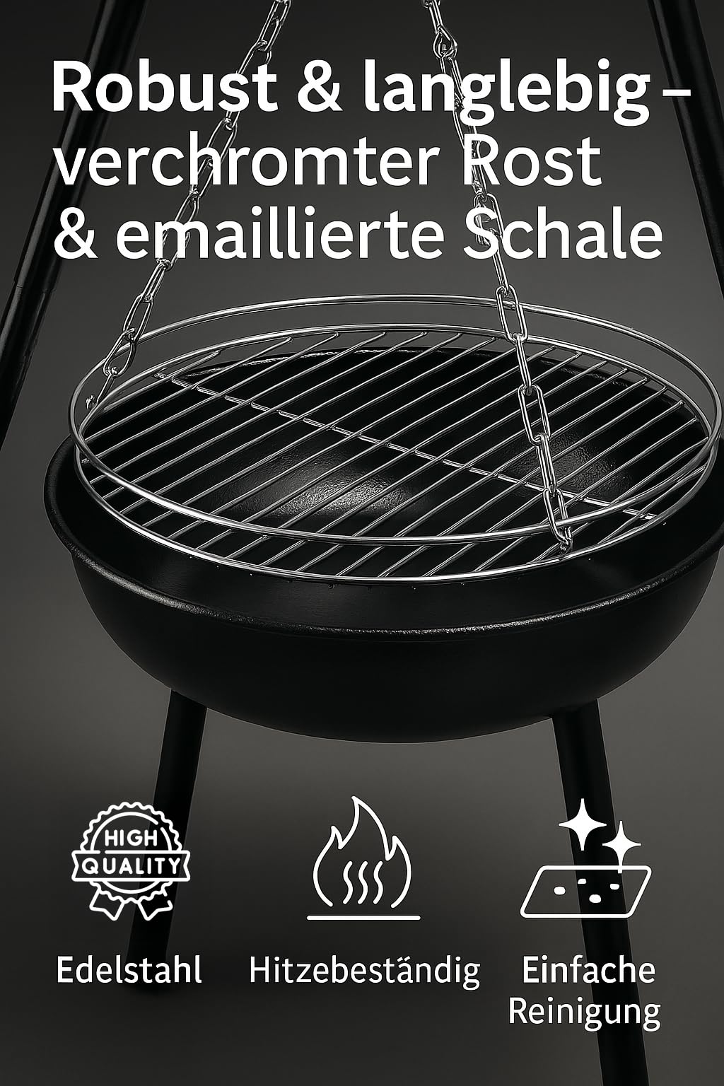 ACTIVA Schwenkgrill Indiana I Premium Feuerschale mit Grillrost inkl. hochwertigem & verchromtem Grillrost I Robuster Schwenkgrill mit Feuerschale