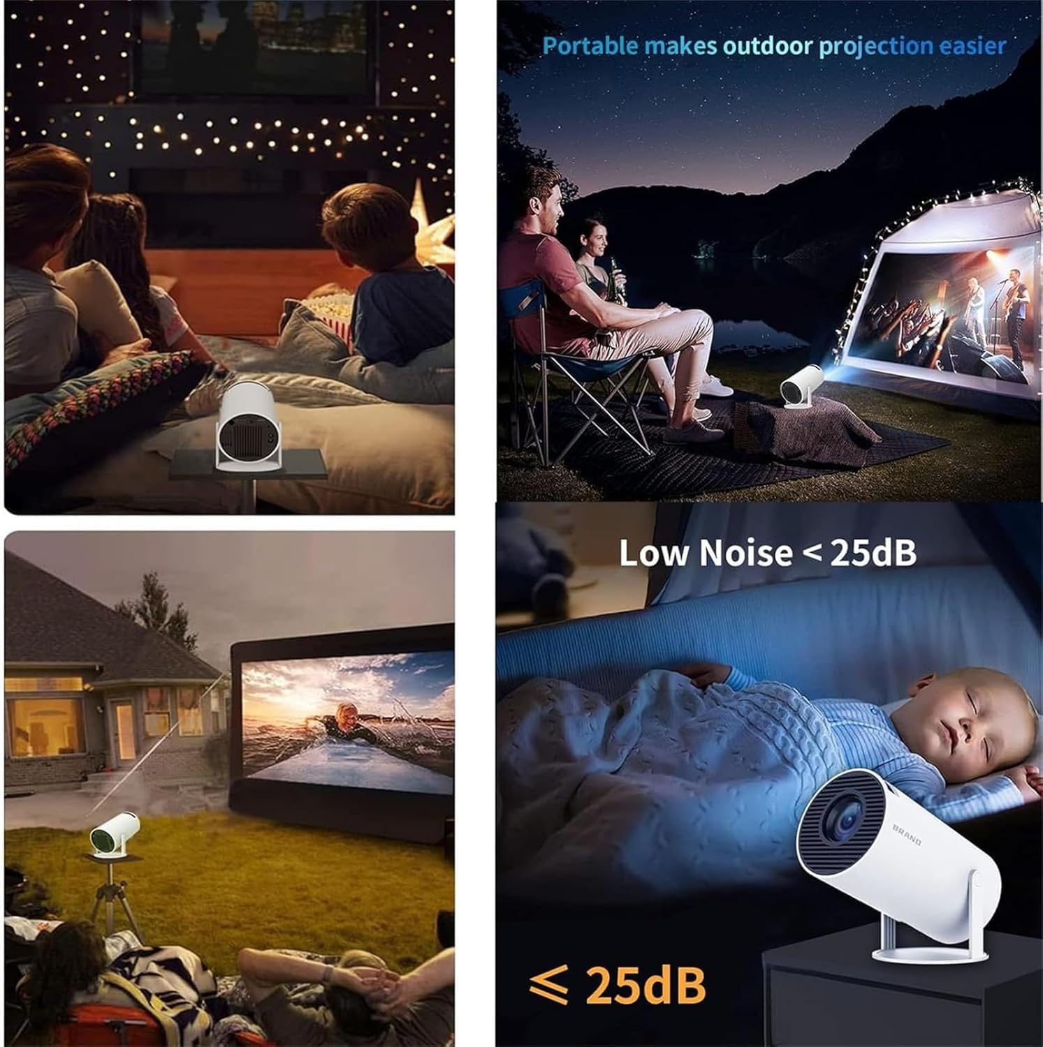 Portable Mini Projector, 4K 1080P Full HD Projector, Support Video Projector, WiFi 5G BT 5.0, Cinema Projector 180° Can Be Rotated, Android 11, Compatible with TV Stick for Adult's, Home Cinema, Compatible with Smartphone/Laptop/PS4/Firestick A78 — Amazon image 3