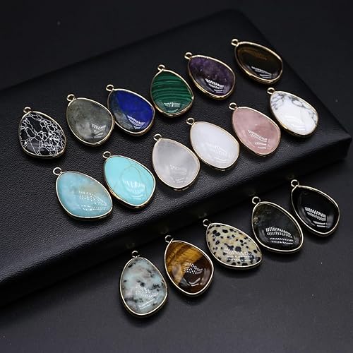 Miniatura 3 de LE SKY 5 colgantes de piedra de cristal natural, forma irregular de gota de agua, exquisitos dijes de ágata de cuarzo para hacer joyas y collares,