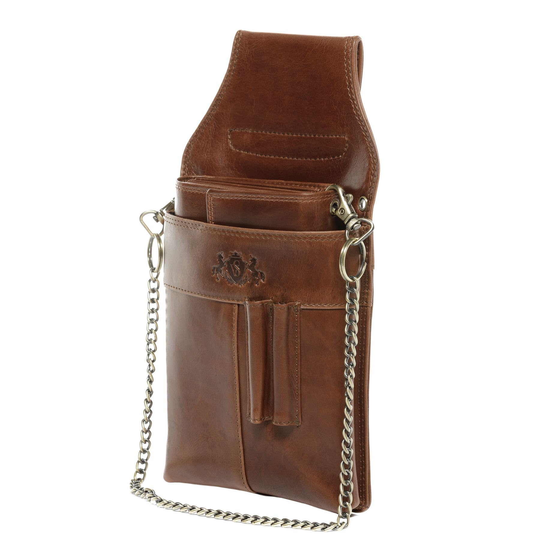 SID & VAIN Cartera de camarero de piel auténtica, monedero y funda para camarero Aberdeen Combi, compartimentos para camarero, monedero de piel para hombre y mujer, color marrón hecho a mano, marrón