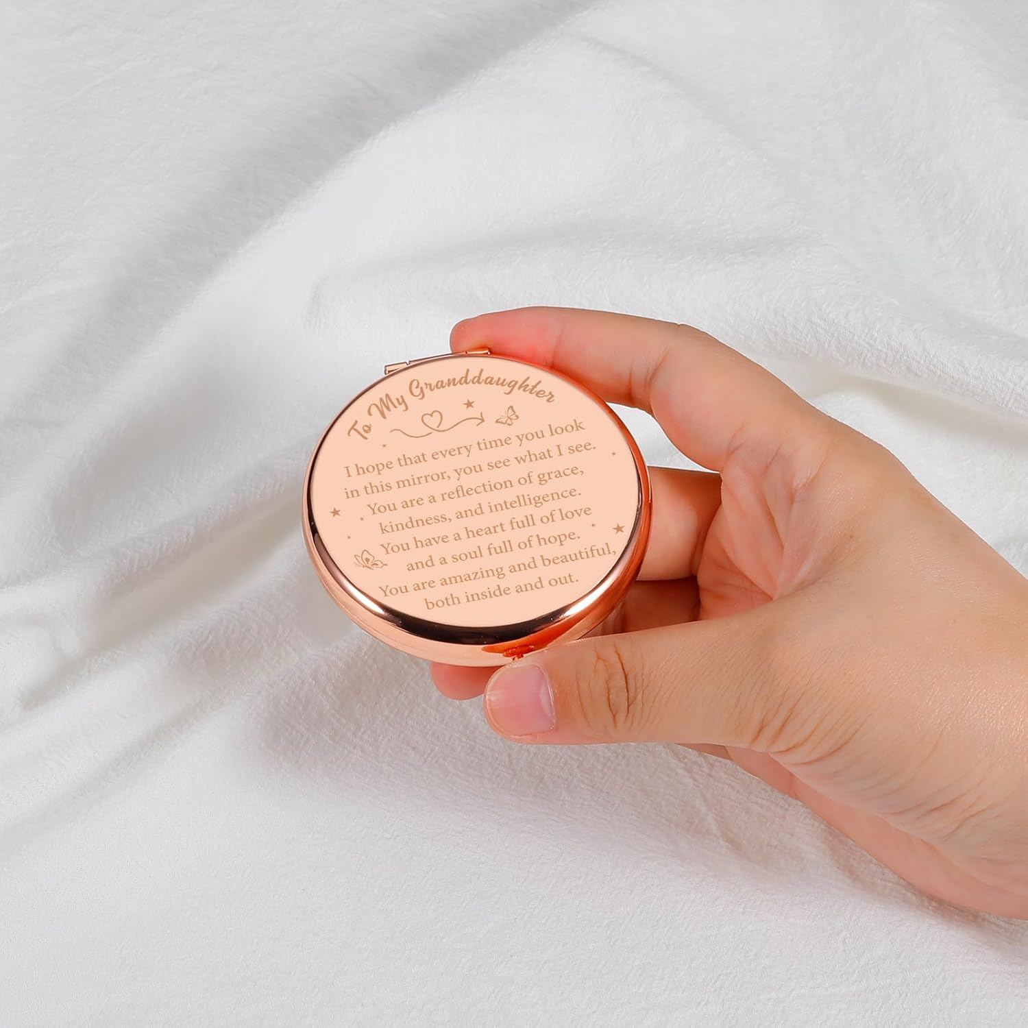 Delujouberst Valentine Gifts for College Girls Rose Gold Compact Mirror, Granddaughter Gift from Grandma, Best Gifts for 20 Year Old Girl Valentines Day Gifts for Teen Girls 16-20 - Image 8