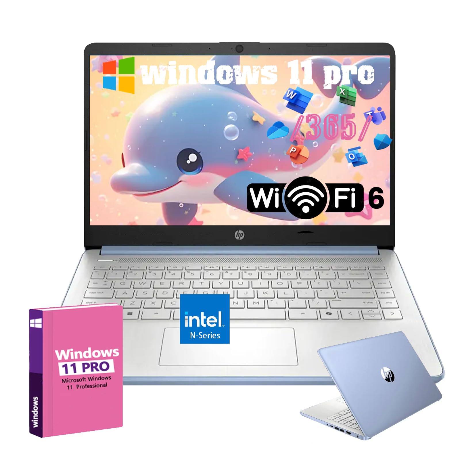 HP 14 inch Flagship Laptop Computer - Windows 11 Pro | Intel N150 Processor | 14" Anti-Glare Display | Wi-Fi 6 | Copilot AI | Webcam | Student&