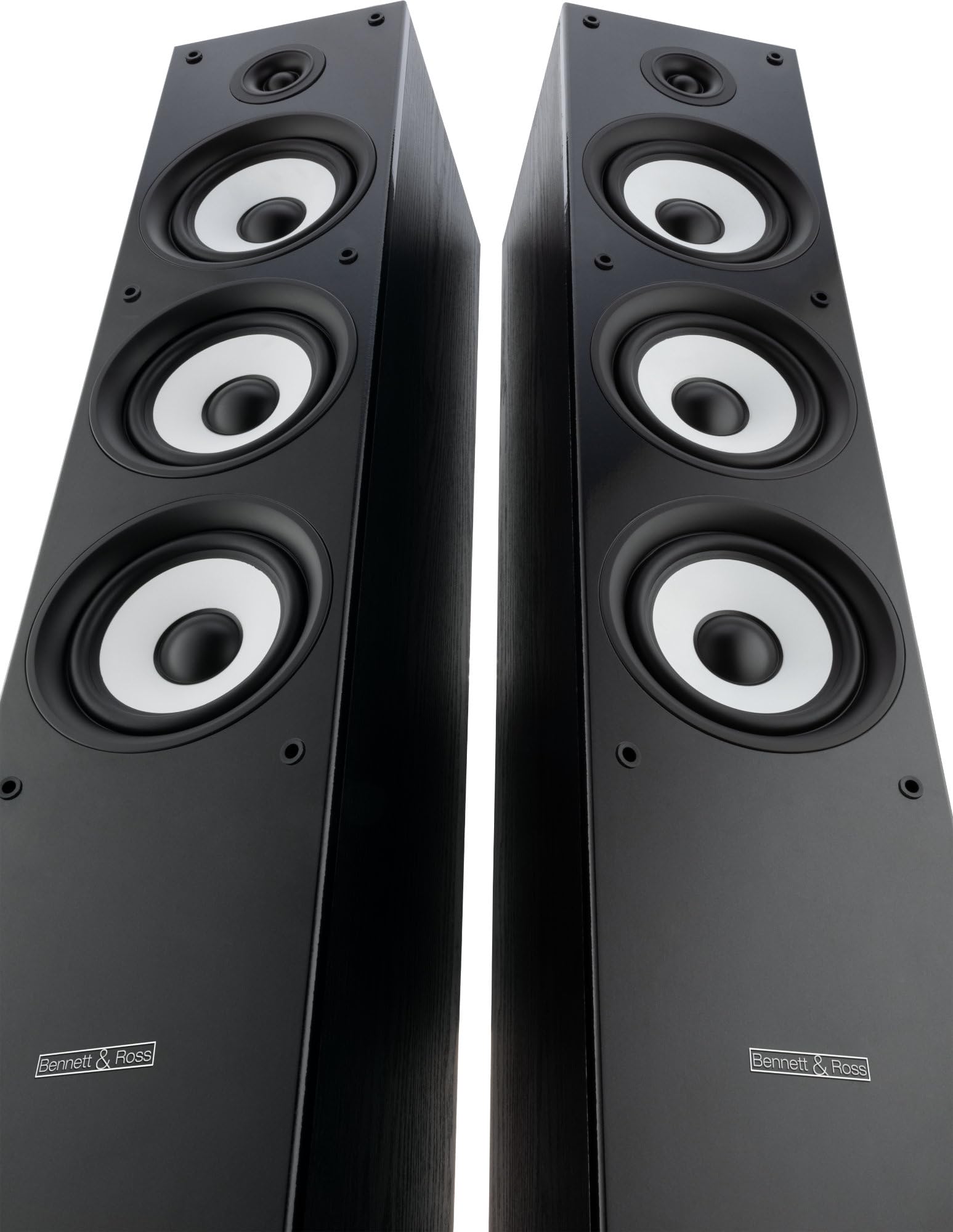 Bennett & Ross Ultrasphere Diffusori A Torre HiFi 3-Vie Coppia - 200W RMS - 2 x 6,5" Woofer - 6,5" Midrange - 1" Tweeter A Cupola In Seta - Costruzione Bass-Reflex - Finitura Effetto Legno - Nero