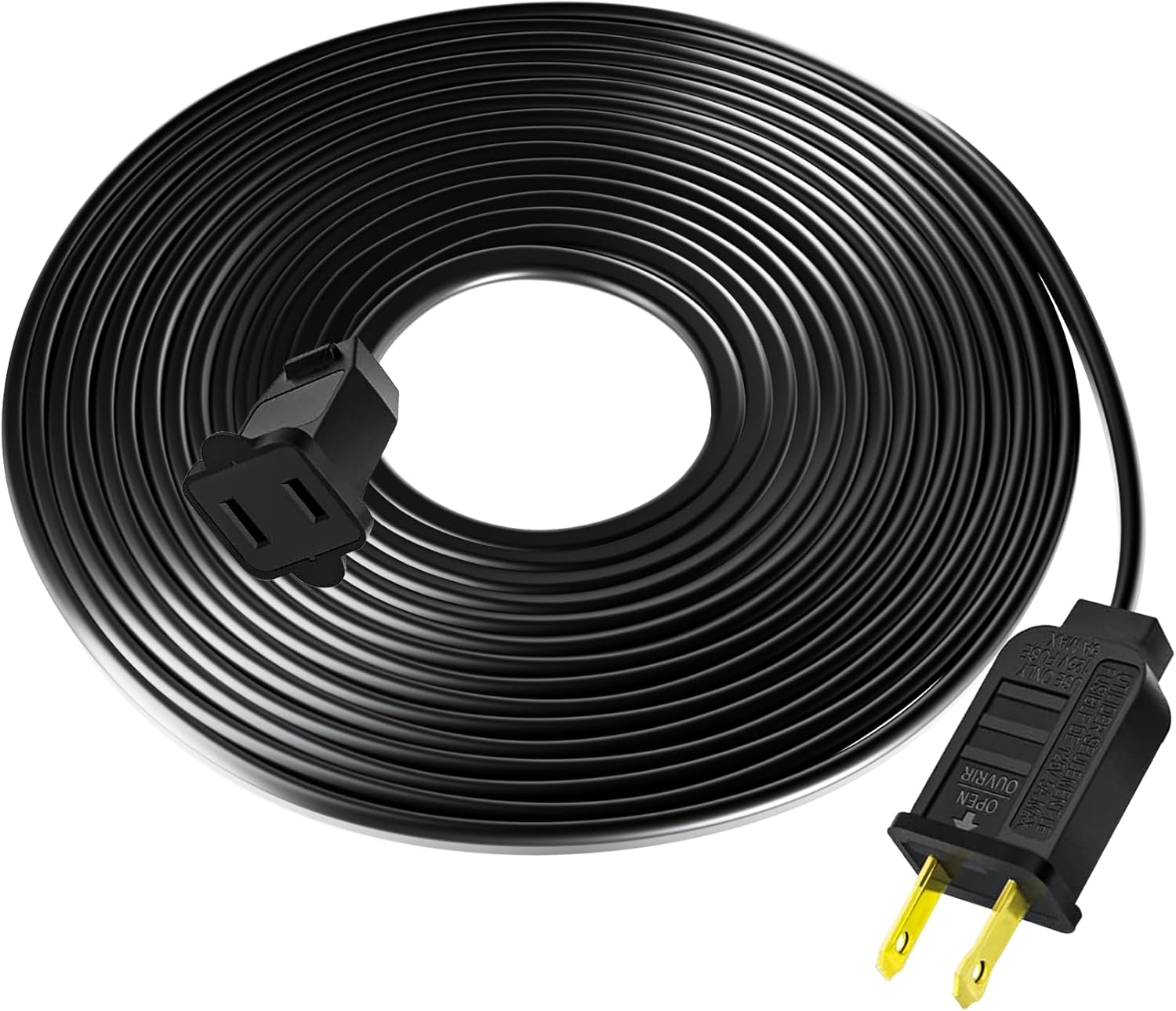 Zuske Extension Cords 10FT UL Listed 2 Prong Plug Extender Cable Wire for Outdoor String Lights, 20 AWG Wire, Waterproof, Black