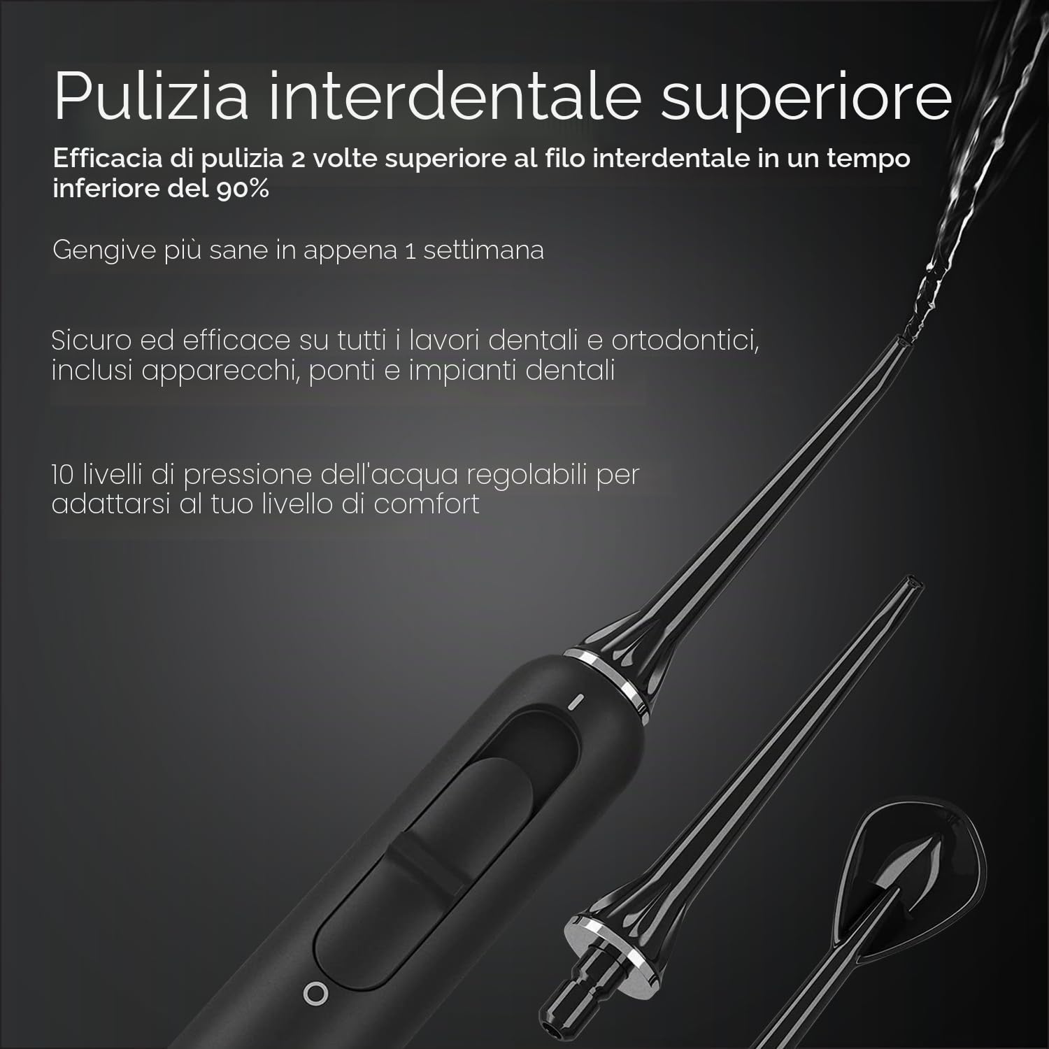 Aquasonic Home Dental Center PRO - Spazzolatura e filo interdentale reso facile - Spazzola e filo interdentale - Spazzolino elettrico e filo interdentale - Denti più bianchi e gengive più sane - Black