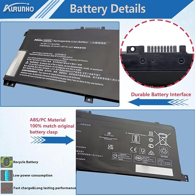 Batería SA04XL 55.67Wh AURUNHO para HP Envy X360 miniatura 3