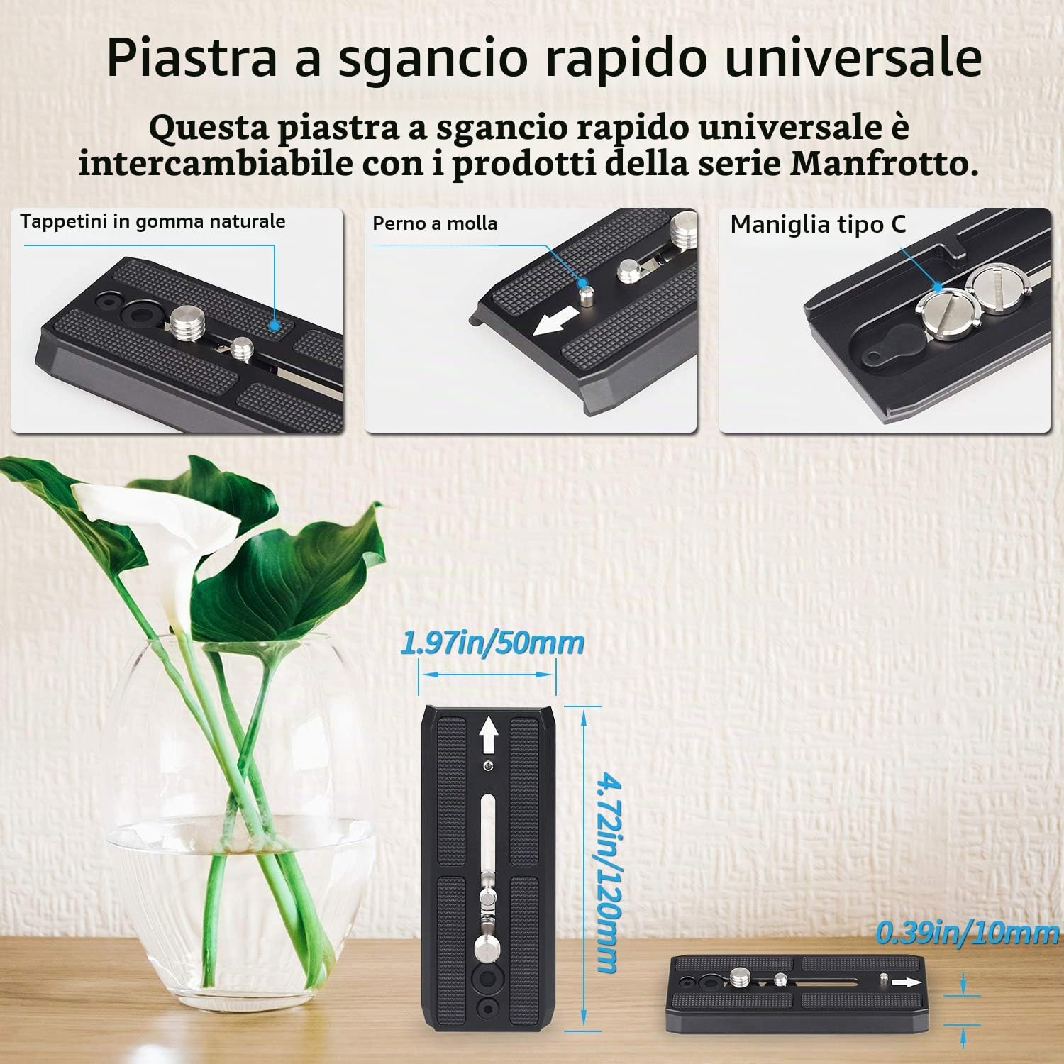 Testa Fluida, Treppiede INNOREL H90 Testa Fluida con Vite di Montaggio da 3/8"e 1/4" per Reflex Digitali Videocamere Registrazioni Riprese, Massima Carico 15kg Lega di Alluminio