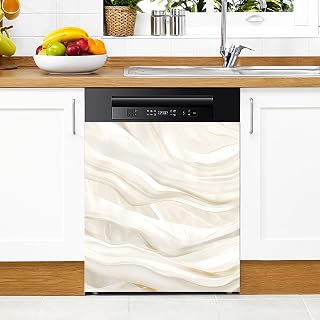 Marble Pattern Dishwasher Magnet Cover Magnetic Sticker Decorative Refrigerator Wash Machine Magnet Cover Door Panels Home Cabinet Appliances Stickers for Wash Machine Dryer 23x26in