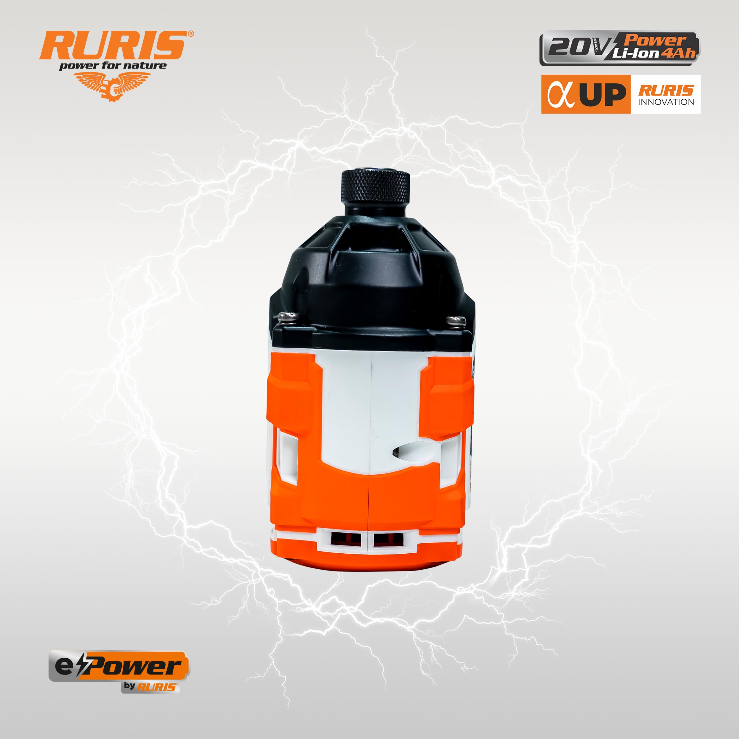 RURIS RMX2300 wkrętarka udarowa akumulatorowa 230 Nm, silnik bezszczotkowy, 3300 obr./min, LED, 1/4", heks, do śrub M8-M18 + zestaw akumulatora 20 V 4Ah i ładowarka