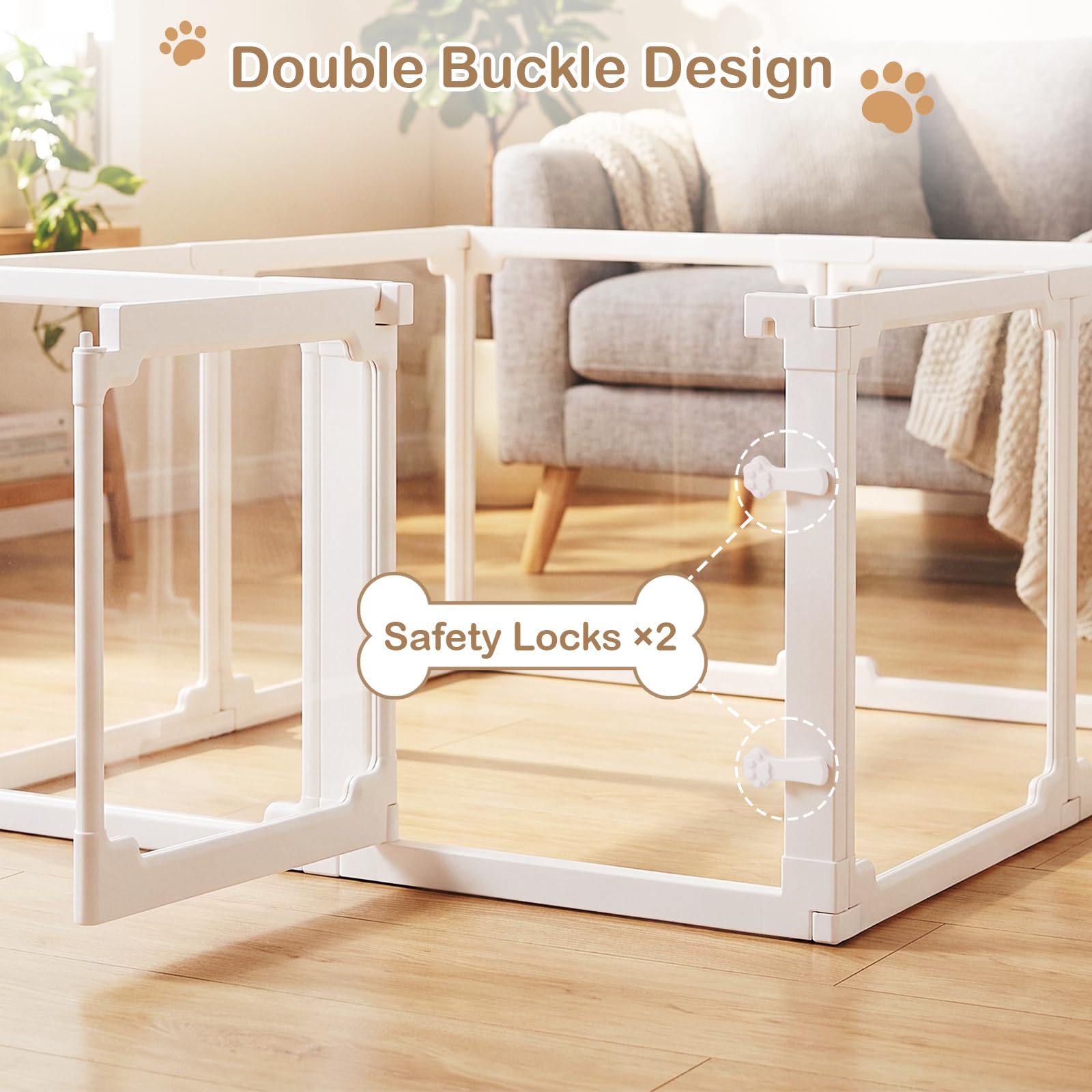 MAMIZO Recinto per Cani Acrilico 125 × 120× 60 cm, Box per Cuccioli