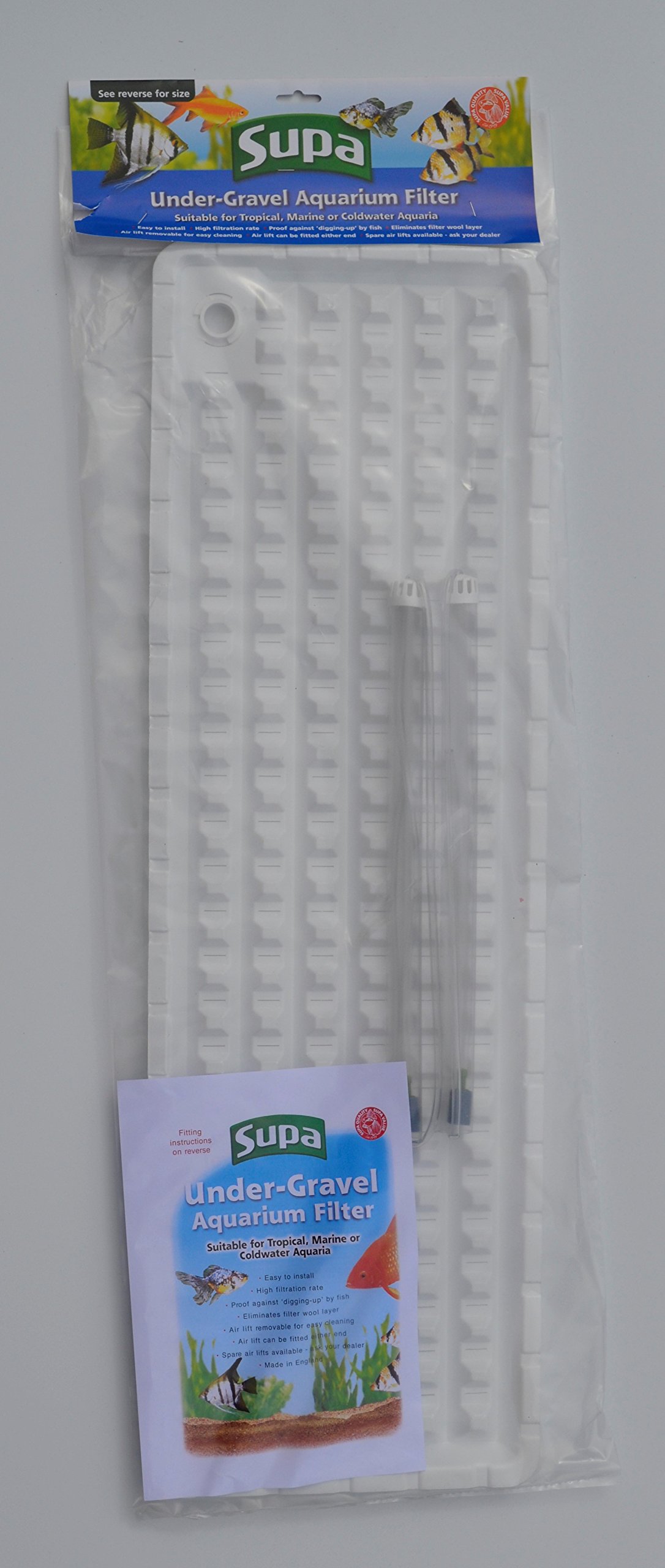 Supa Under Gravel Aquarium Filter, 89 x 28 cm, Suitable For Tropical, Marine or Cold Water Aquariums/Fish Tanks, Made In The UK