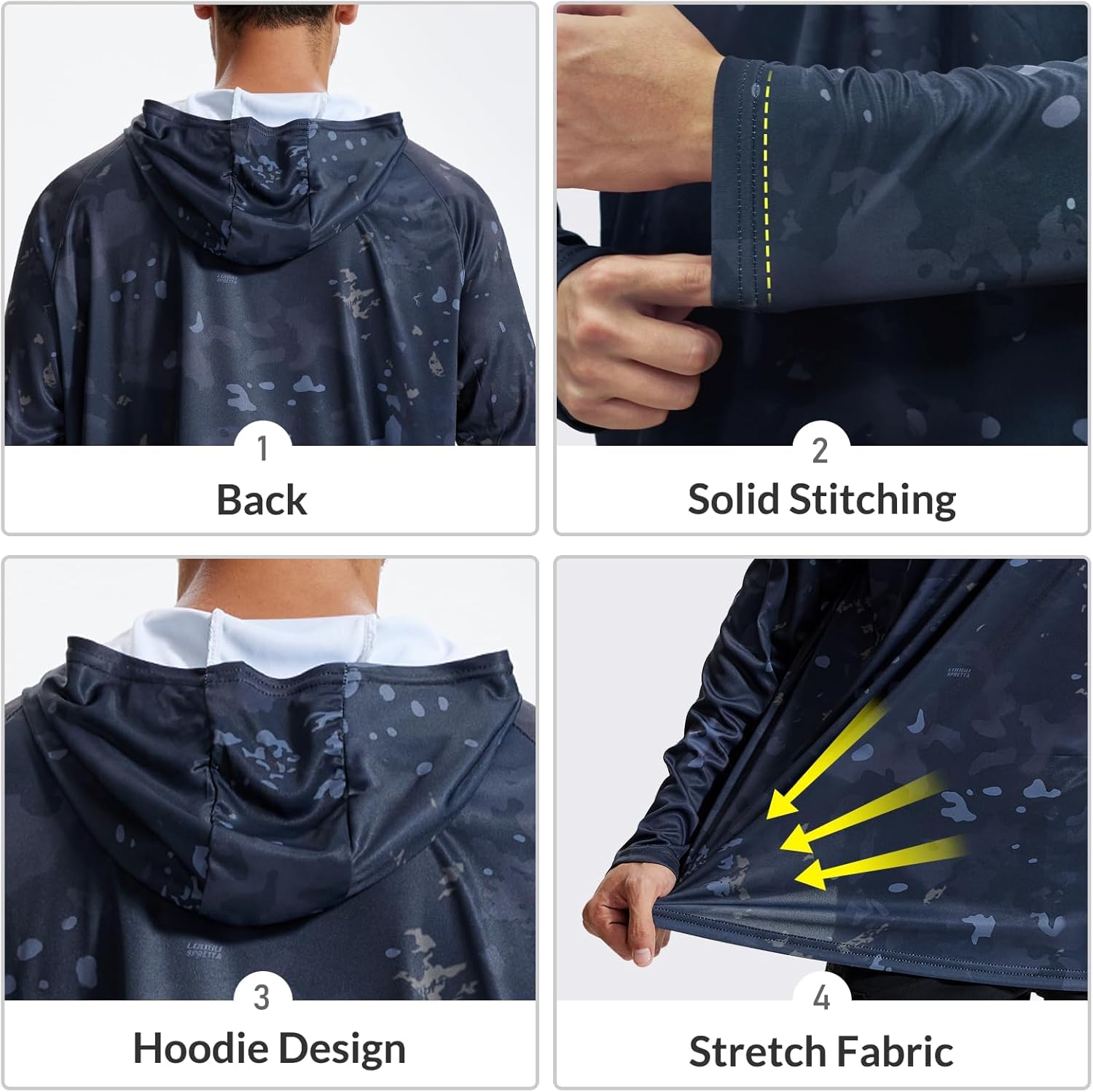 LOOGU Men's UPF 50+ Sun Protection Hoodie Shirt Long Sleeve Rash Guard SPF T-Shirts for Fishing Hiking - Image 5