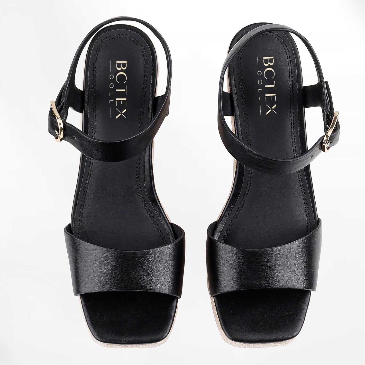 BCTEX COLL Women's Platform Wedge Espadrilles Sandals Comfortable Open Toe Ankle Strap Summer Casual Shoes Brown Black Nude - Image 5