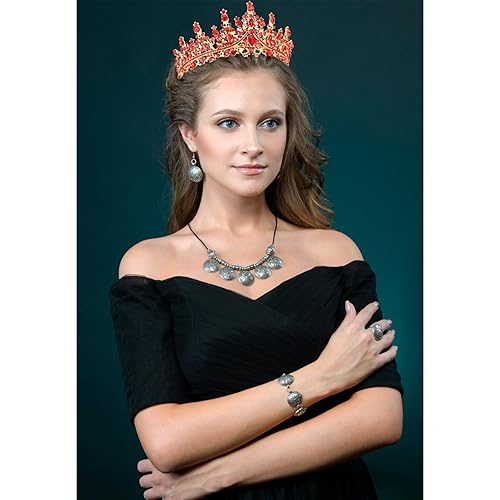 Miniatura 34 de Velscrun Corona de tiara de reina de cristal rosa para mujeres y niñas, diadema de reina de cumpleaños, elegante corona de princesa con peinetas