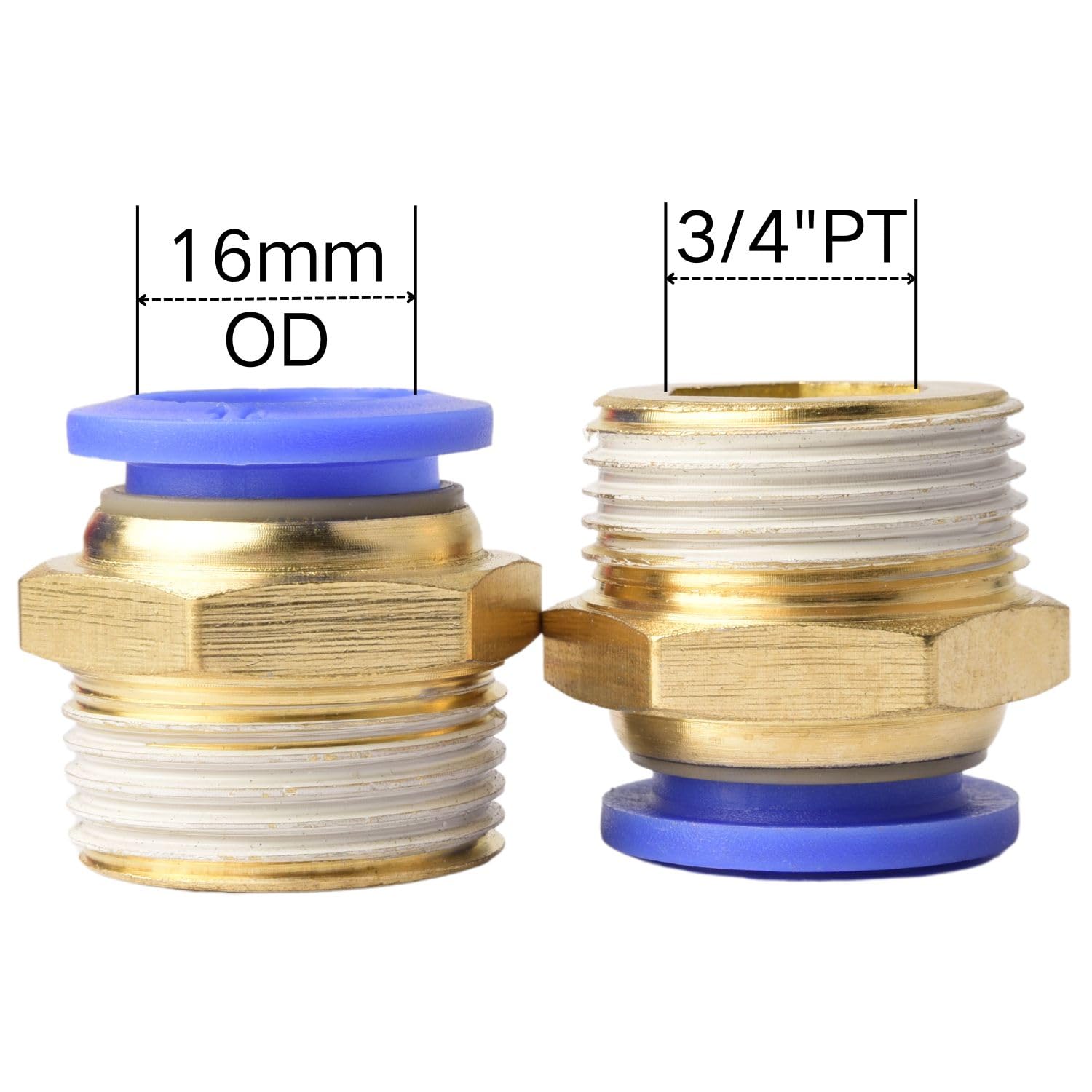 Set of 4 16 mm 3/4' PT Male Thread Straight Push to Connect Fittings Plug-In Hose Pneumatic Quick Connector - Image 3